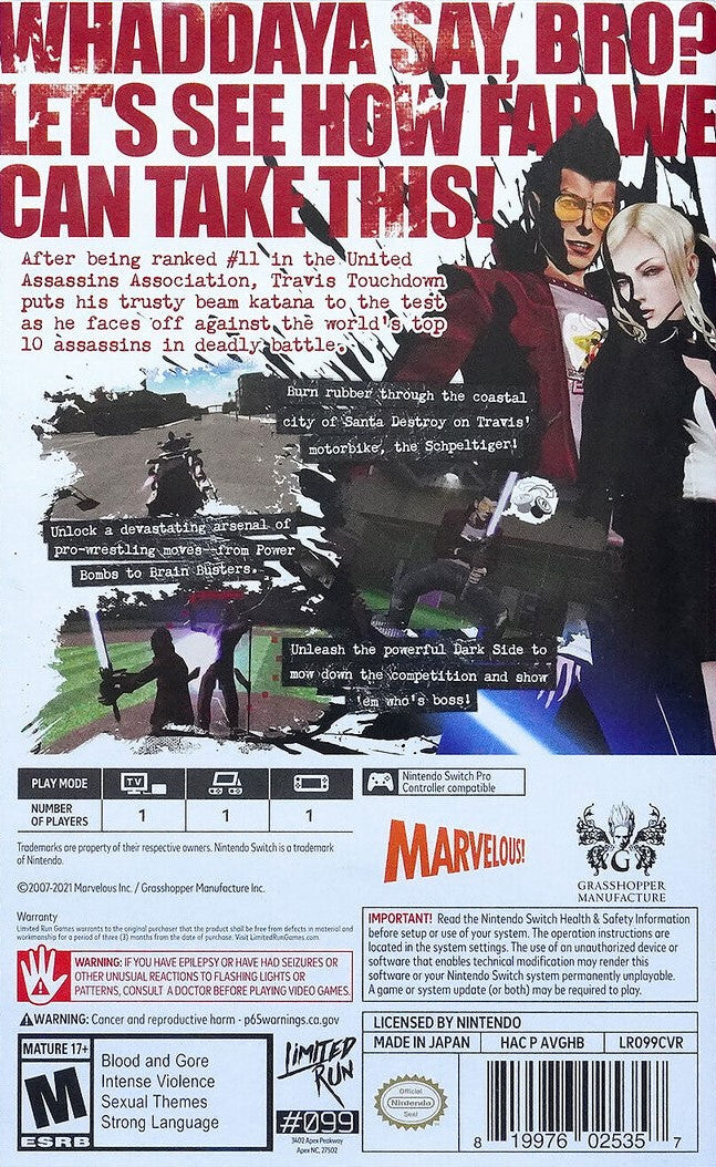 Used No More Heroes Nintendo Switch Video Game - Action-Adventure for Adults | Perfect for Gaming Enthusiasts & Collectors