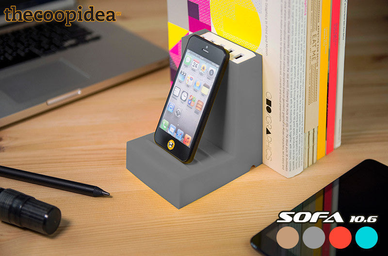 Thecoopidea 10.6A Multi-Device Charging Station with Bookend Design - Fast Charger for iPhone, Android, Tablets & Smartphones - Perfect for Living Room, Office & Bedroom Organization