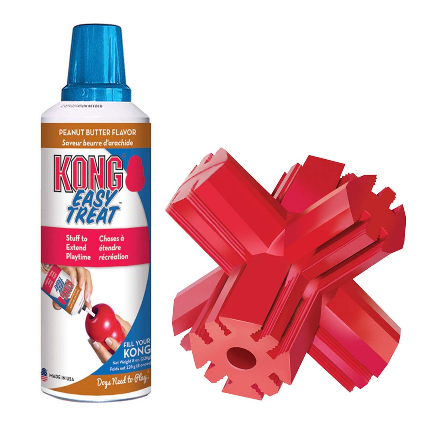 KONG Jump'N Jack Easy Treat Peanut Butter Dispensing Dog Toy for Large Breeds - Interactive Chew Toy with Treat Reward - Perfect for Training, Boredom Relief & Mental Stimulation