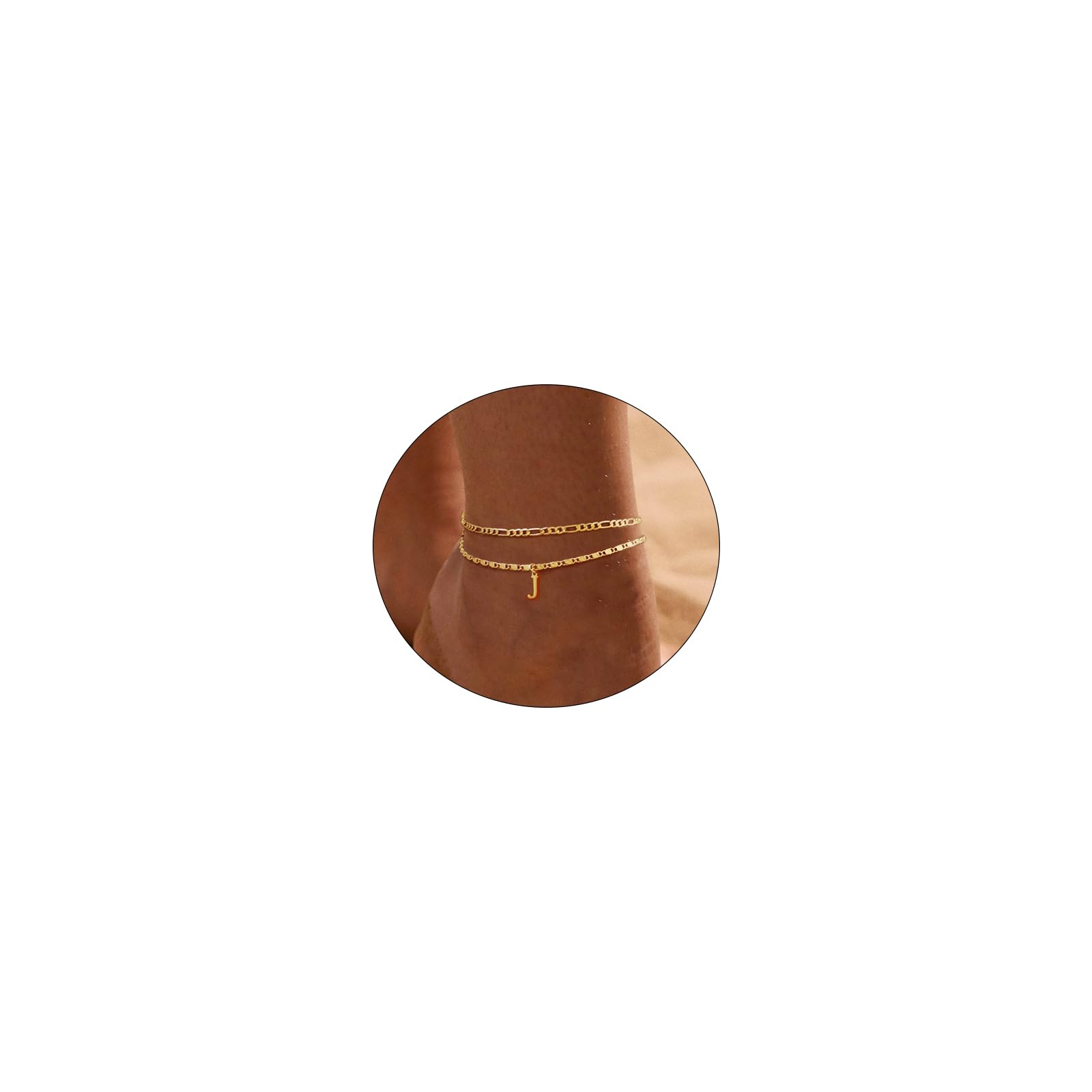 CAROVO Initial Ankle Bracelets for Women - 14K Gold Plated Personalized Anklets (A-Z) | Waterproof Layered Summer Jewelry | Perfect Gift for Her | Ideal for Beach, Vacation & Everyday Wear