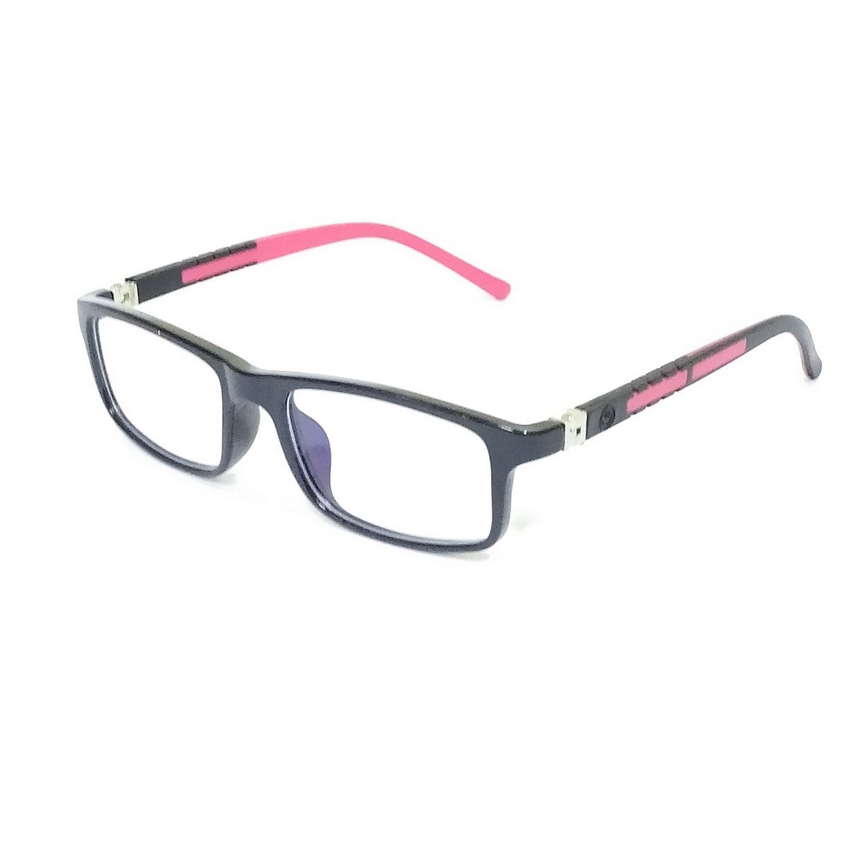 Stylish Rectangle Blue Light Blocking Glasses for Kids 5-10 Years Old - Black Frame with Red Temples - Perfect for Online Classes & Screen Time Protection