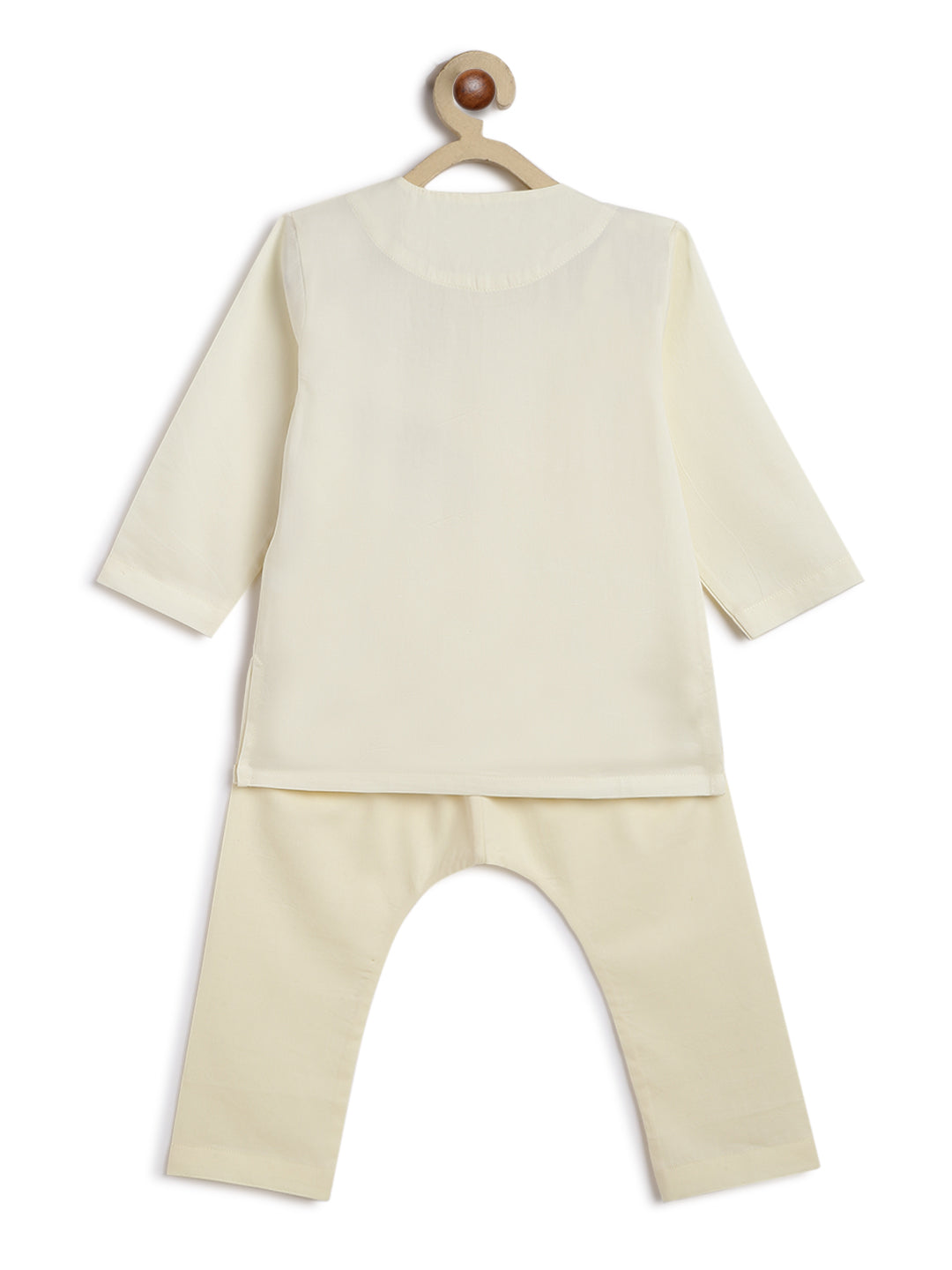 Pre Order: Baby Boy Shiv Damru Kurta Pyjama Set in Cream - Traditional Indian Outfit for Festivals & Special Occasions