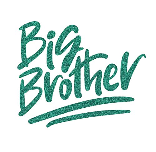Big Brother Iron On Decal - Heat Transfer Vinyl Patch for Family Shirts - Big Little Bro HTV Graphic Ready to Press - Emerald Glitter Design - Perfect for Sibling Matching Outfits, DIY T-Shirts & Personalized Gifts