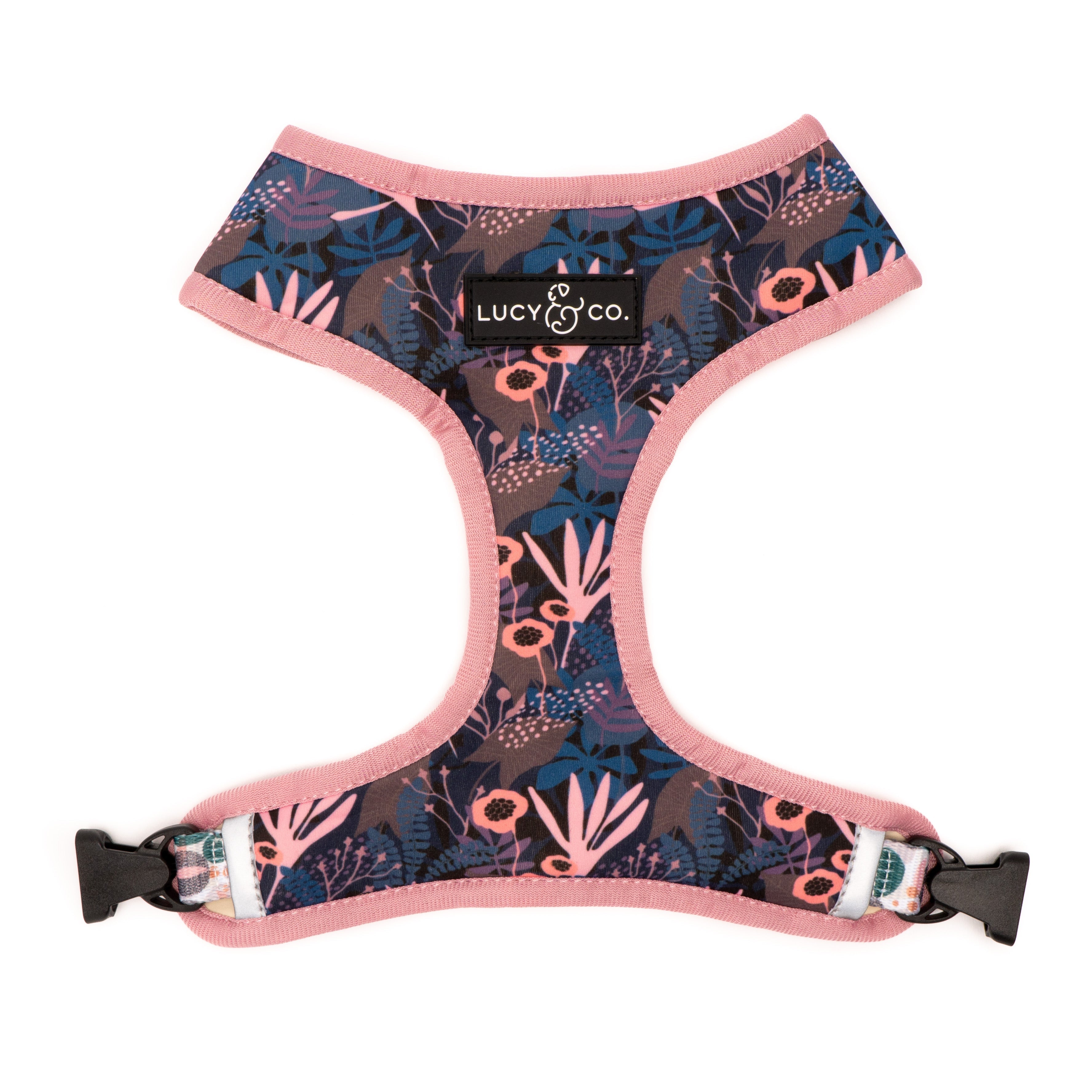 Lucy & Co. Enchanted Forest Dots & Purple/Pink Reversible Dog Harness - Adjustable Pet Vest for Small Medium Dogs, Perfect for Walking, Hiking & Outdoor Adventures