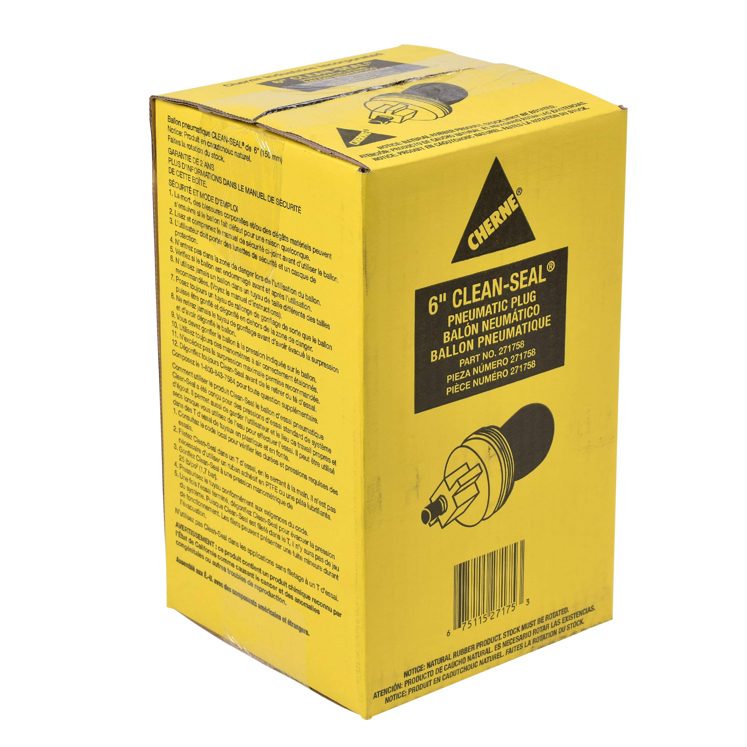 Cherne 271758 6-Inch Black & Yellow Pneumatic Test Plug for Plumbing, Drain Testing & Pipe Maintenance - Heavy-Duty Rubber Plug for Professional Contractors