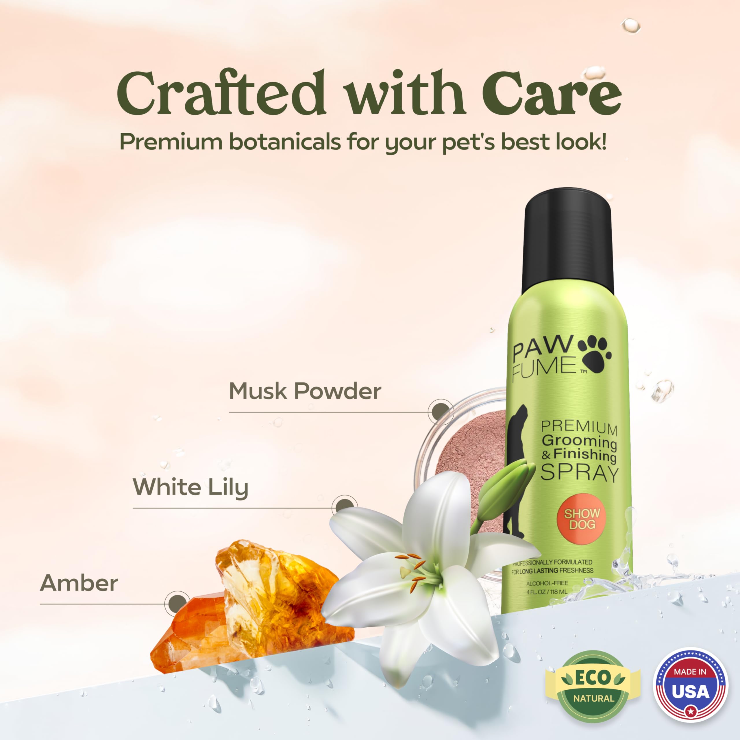 PAWFUME Dog Grooming Spray for Show Dogs - Ear Cleaner & Moisturizing Lotion | Pet Care Essentials for Odor Control & Coat Shine | Perfect for Dog Shows, Grooming & Daily Care