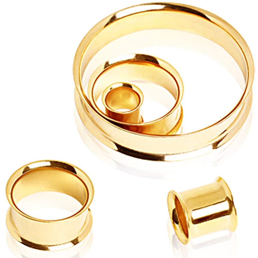 Gold Plated Double Flare Flesh Tunnel Plug - Body Jewelry for Daily Wear
