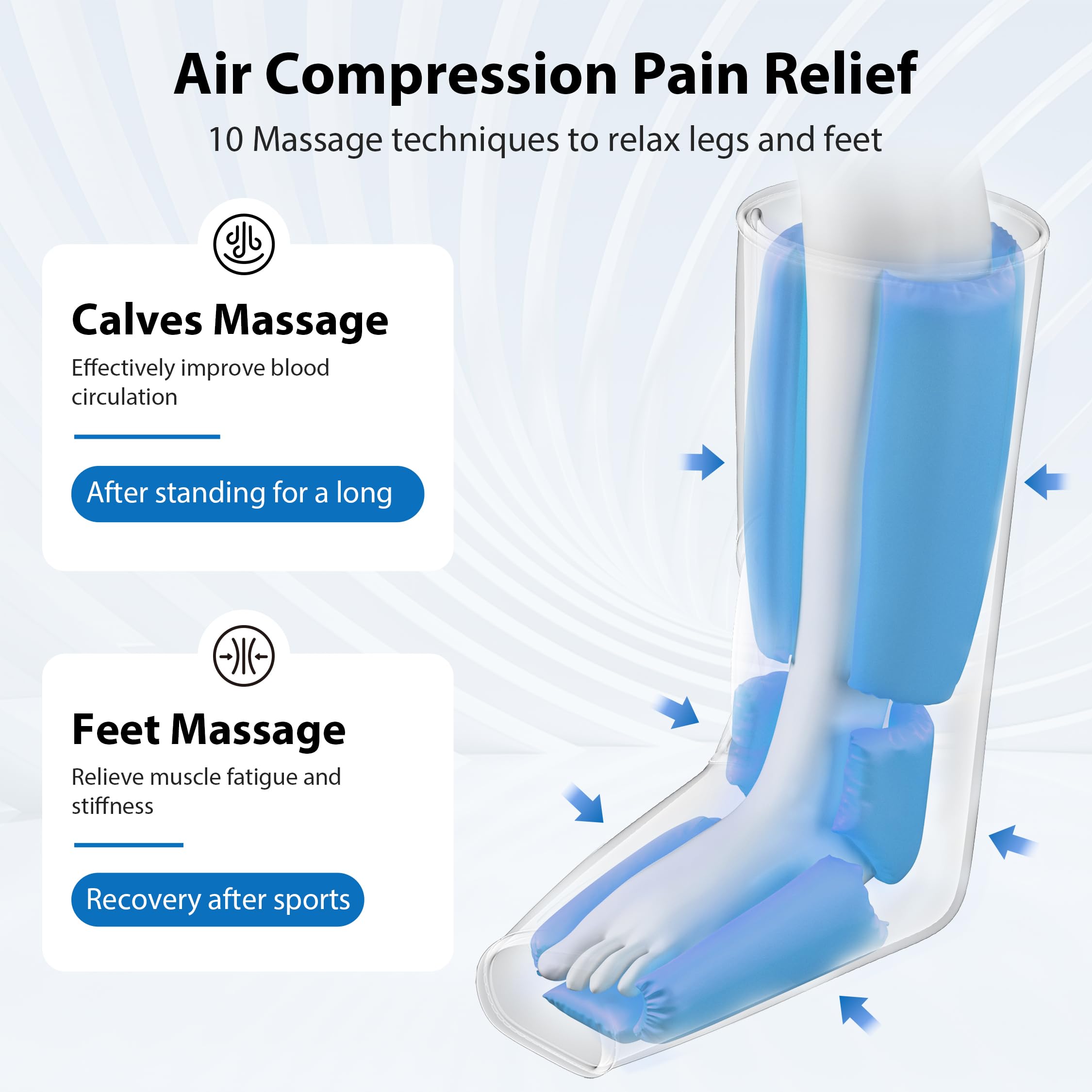 CINCOM Leg Massager for Circulation & Pain Relief - Air Compression Foot & Calf Massager for Relaxation, Swelling, Edema - Ideal Gift for Parents (Includes 2 Extensions) - FSA/HSA Eligible - Perfect for Home Use, Office Relaxation & Post-Workout Recovery