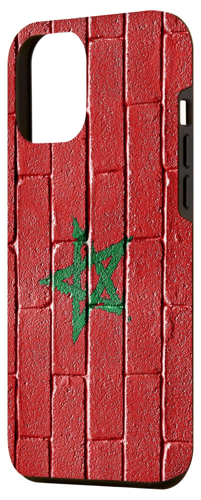 iPhone 12 Pro Max Case with Morocco Flag Design - Moroccan Banner on Brick Wall Pattern - Perfect for Travel Enthusiasts & Cultural Pride