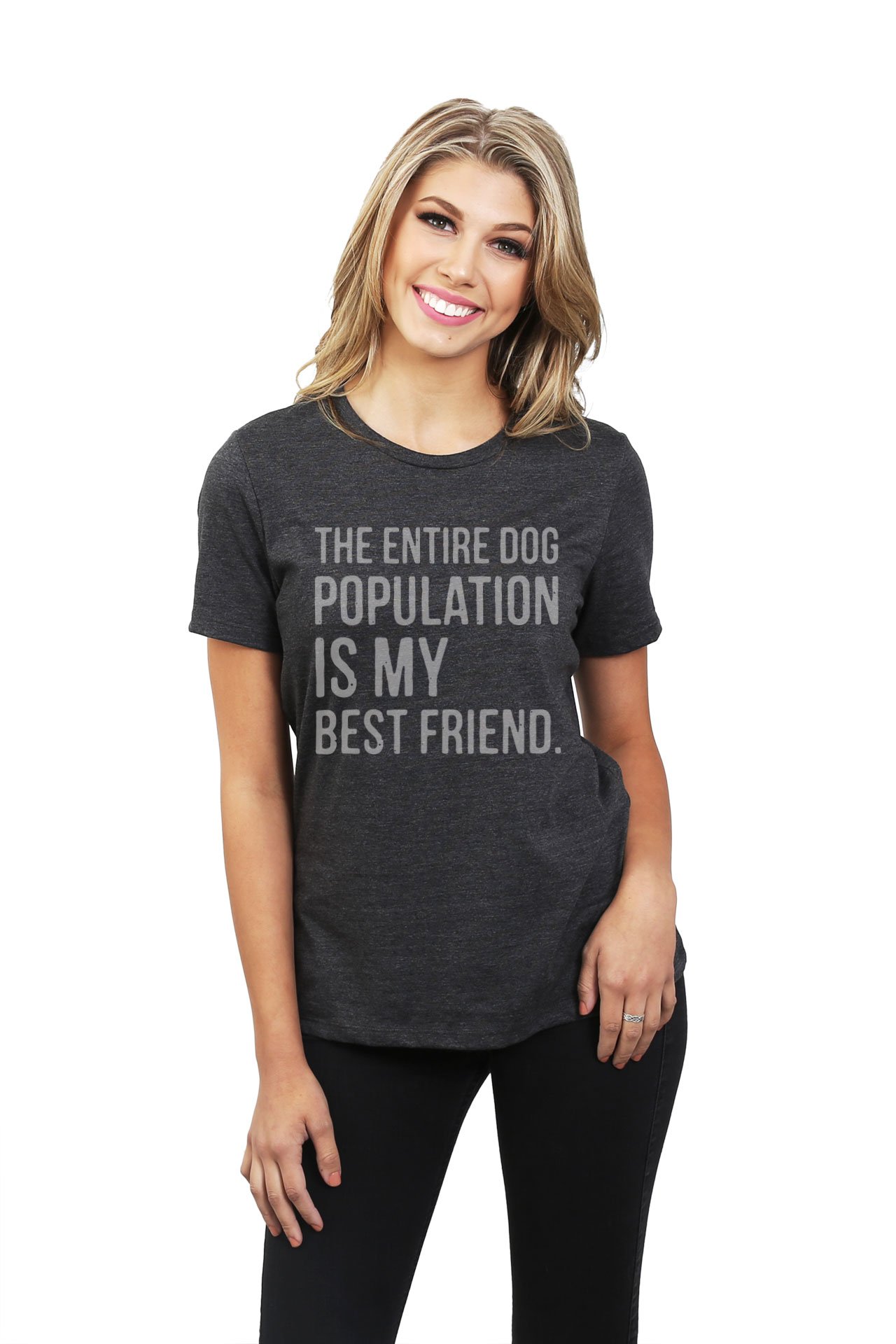 Thread Tank Entire Dog Population My Best Friend Women's Fashion Relaxed T-Shirt Tee - Perfect for Casual Outings and Dog Lovers
