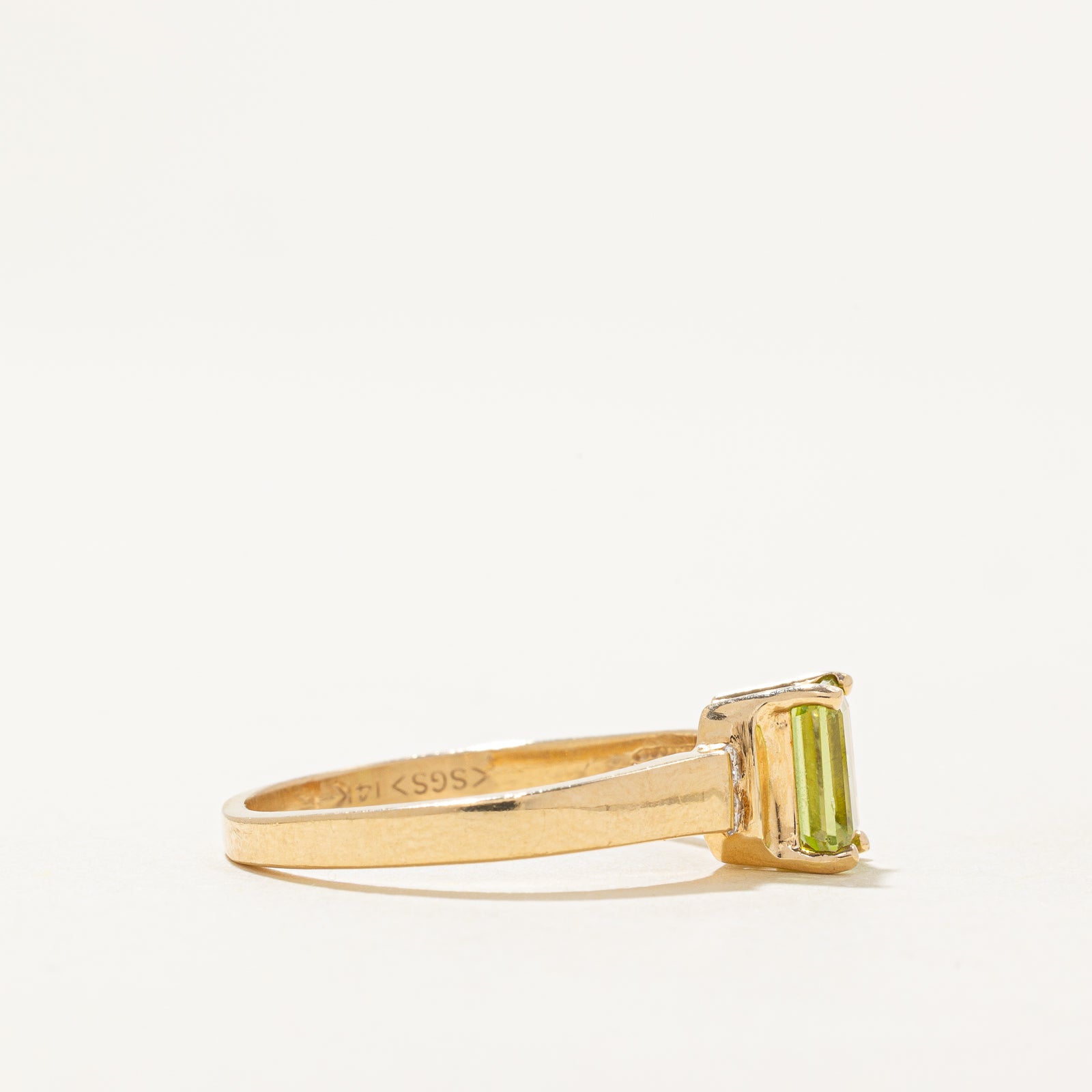 Emerald Cut Peridot and Diamond Ring - 0.95ct Peridot with 0.08ctw Diamonds - Size 8.25 - Elegant Birthstone Jewelry for August, Anniversary & Special Occasion Gifts
