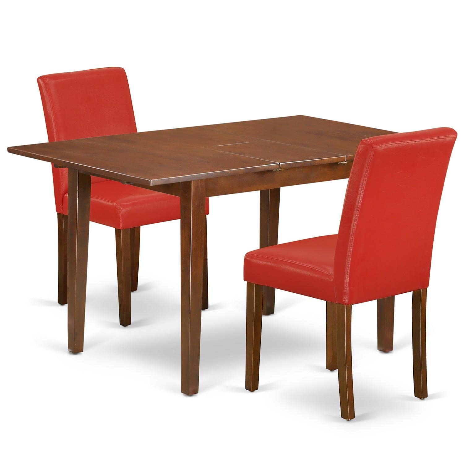 East West Furniture MLAB3-MAH-72 3-Piece Kitchen Dining Set with Extendable Table & 2 Faux Leather Chairs, 36x54 Inch, Mahogany - Perfect for Small Spaces, Breakfast Nooks, and Cozy Family Meals