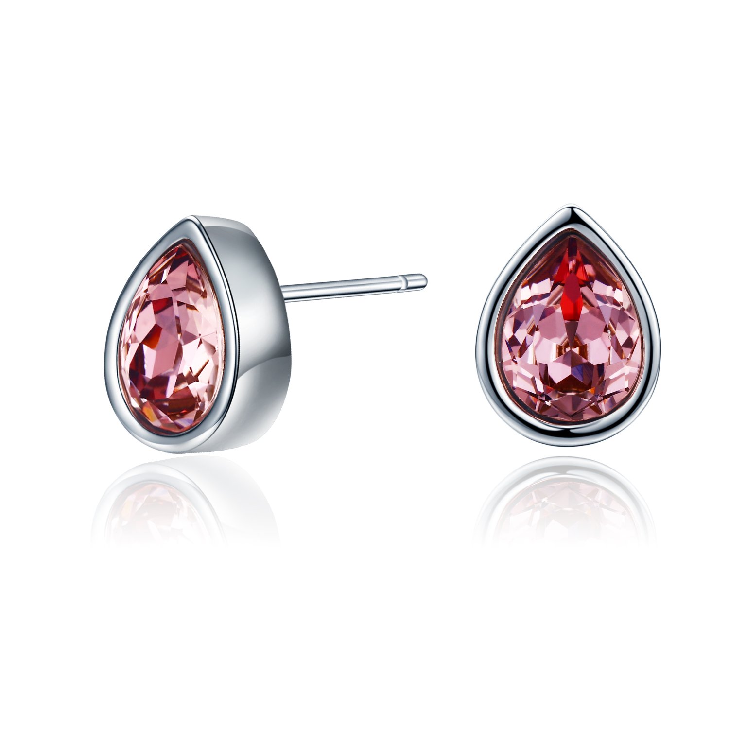 Platinum Teardrop Stud Earrings with Austrian Crystals for Women - Perfect for Parties & Weddings
