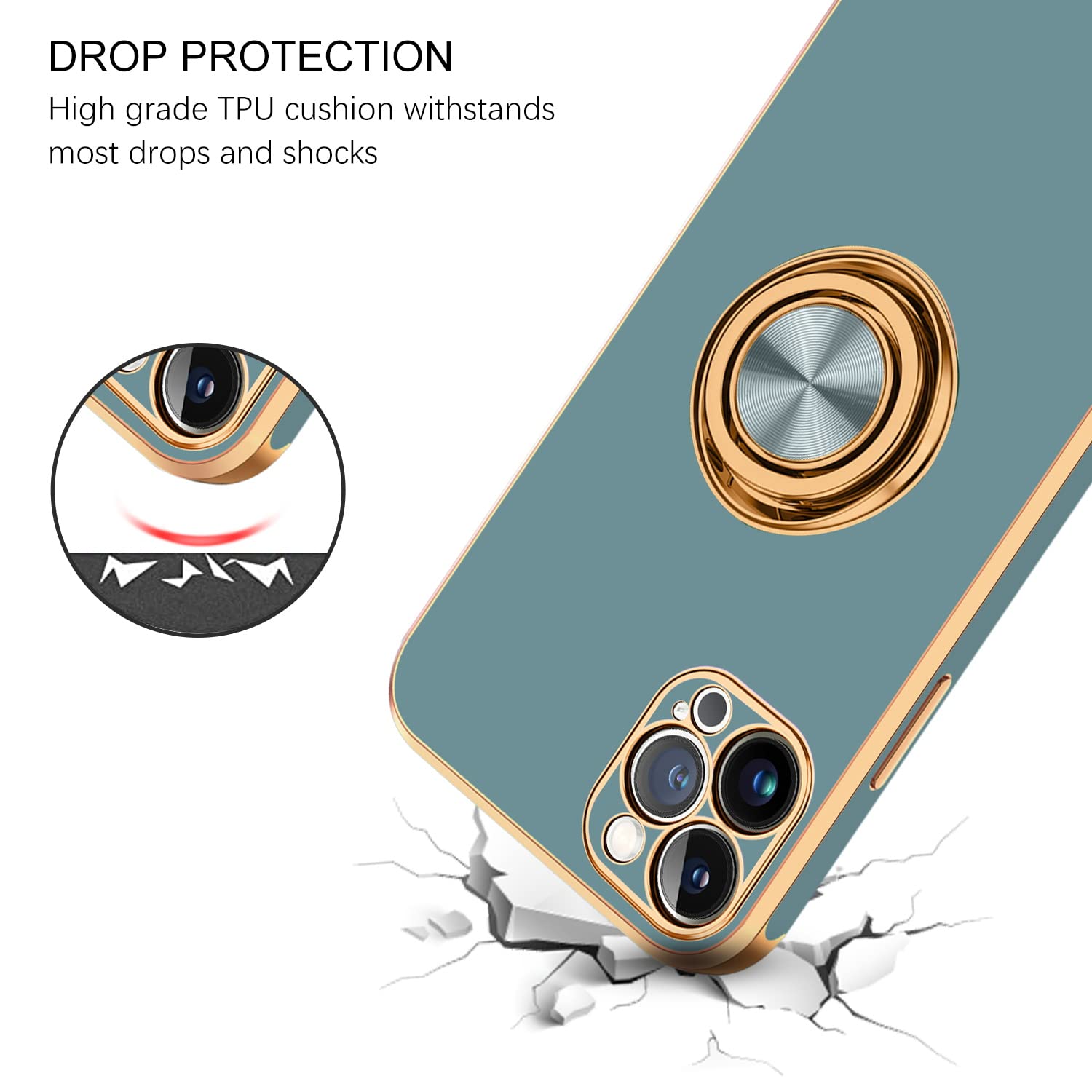 BENTOBEN iPhone 13 Pro Case with 360° Ring Holder & Magnetic Car Mount - Protective Phone Cover for iPhone 13 Pro 5G 6.1 inch (Gray) - Perfect for Work, Travel & Daily Use