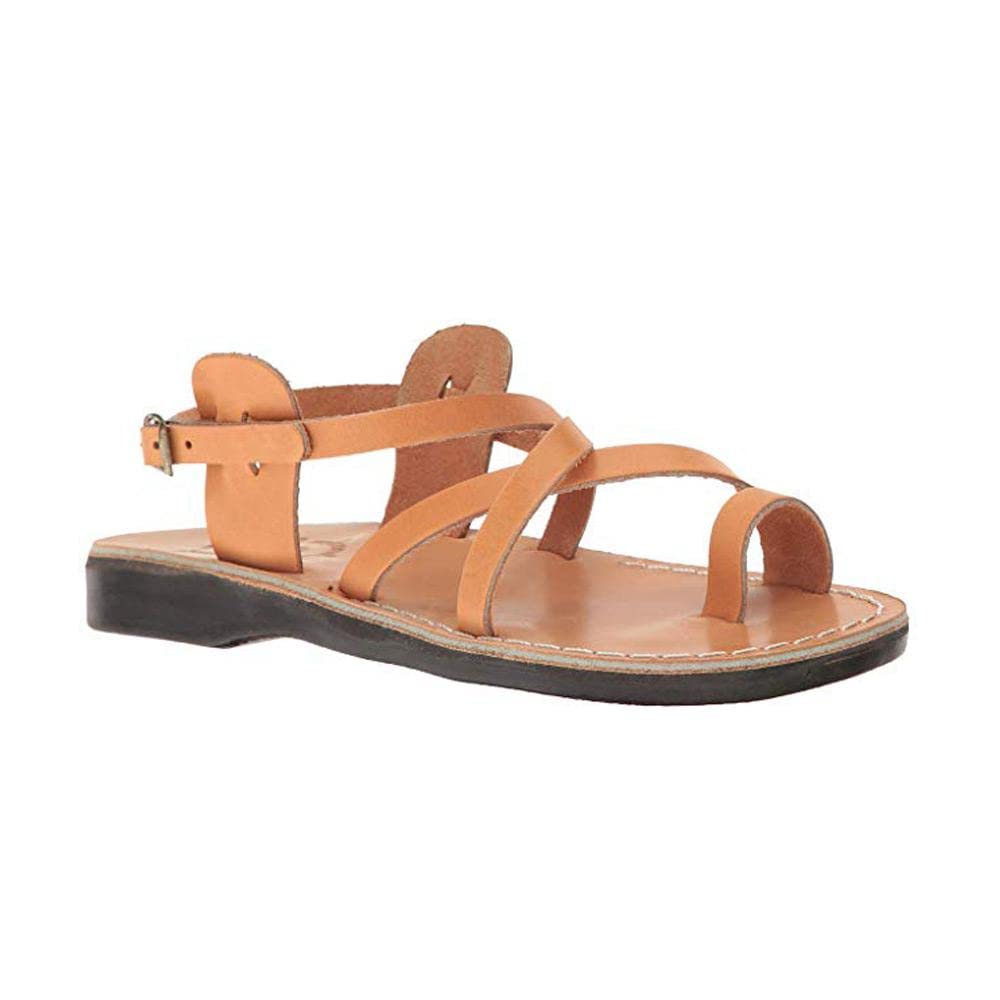 The Good Shepherd Buckle Leather Toe Loop Sandals for Men - Comfortable Casual Summer Footwear for Beach, Walking & Outdoor Activities