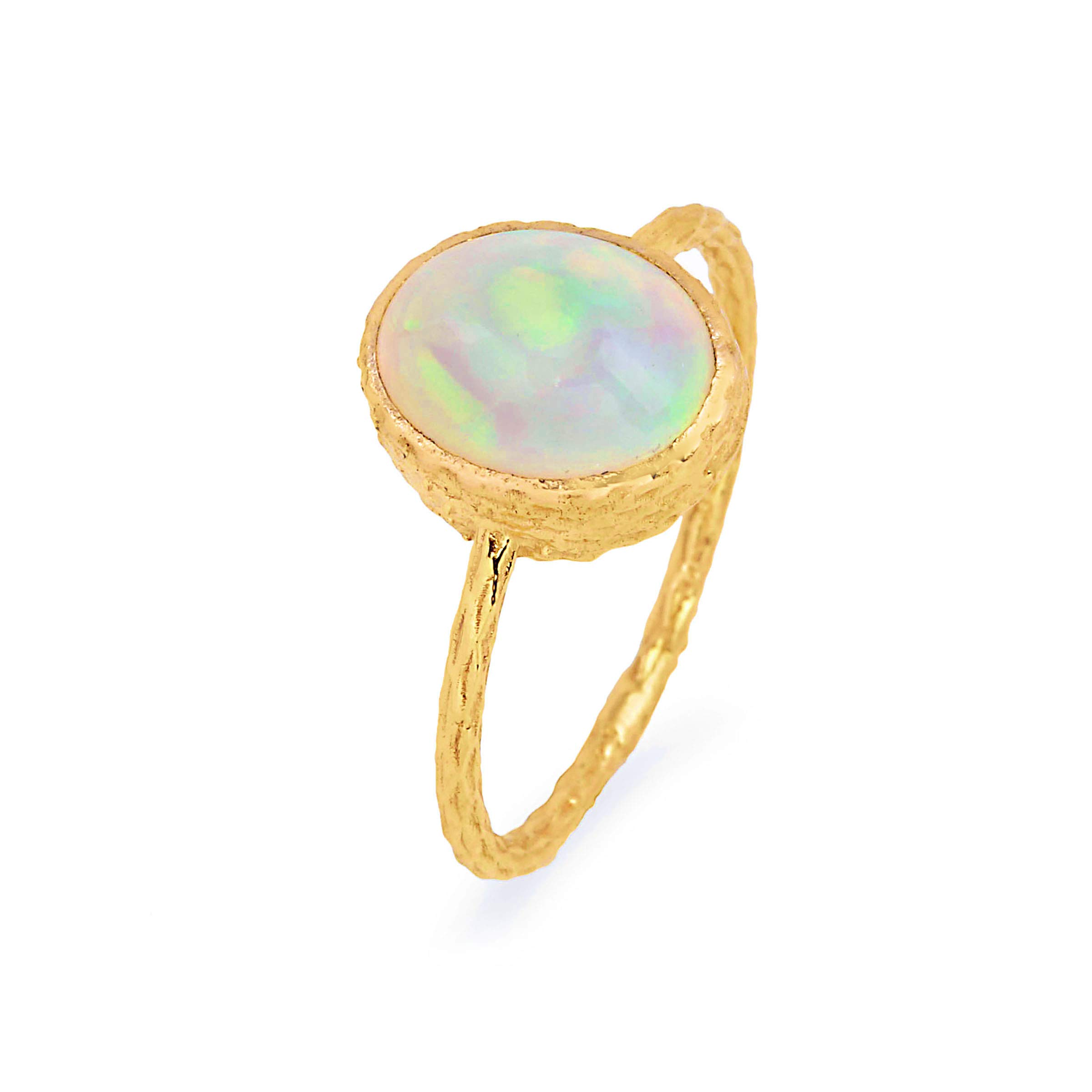 18K Yellow Gold Opal Ring - 2.25 Carat Genuine Colorful Opal Certified Wedding Engagement Ring for Women, Perfect Proposal Gift for Anniversary, Valentine's Day & Special Occasions
