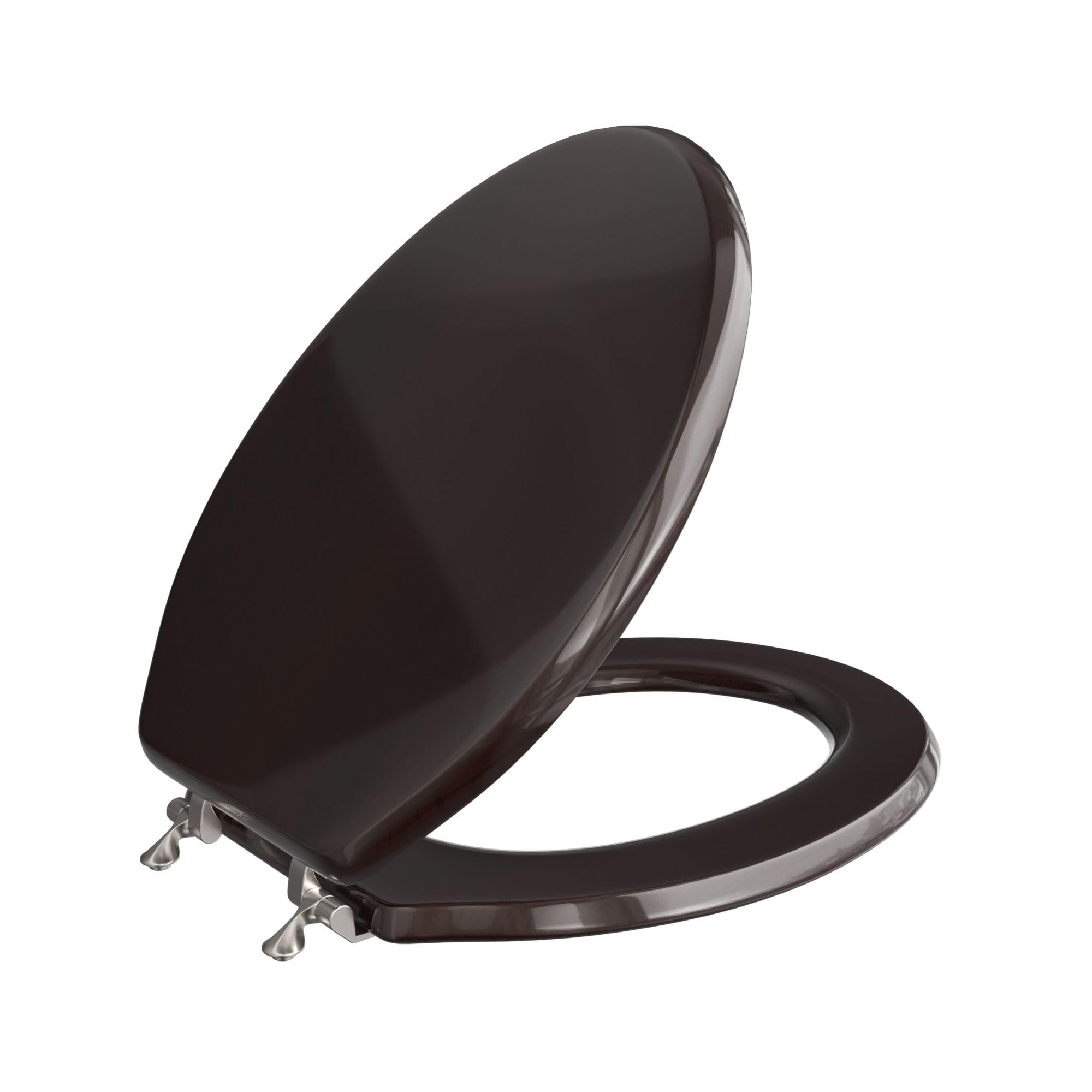 Premium Elongated Dark Brown Toilet Seat with Elegant Piano Finish - Perfect for Modern Bathrooms & Upscale Home Decor