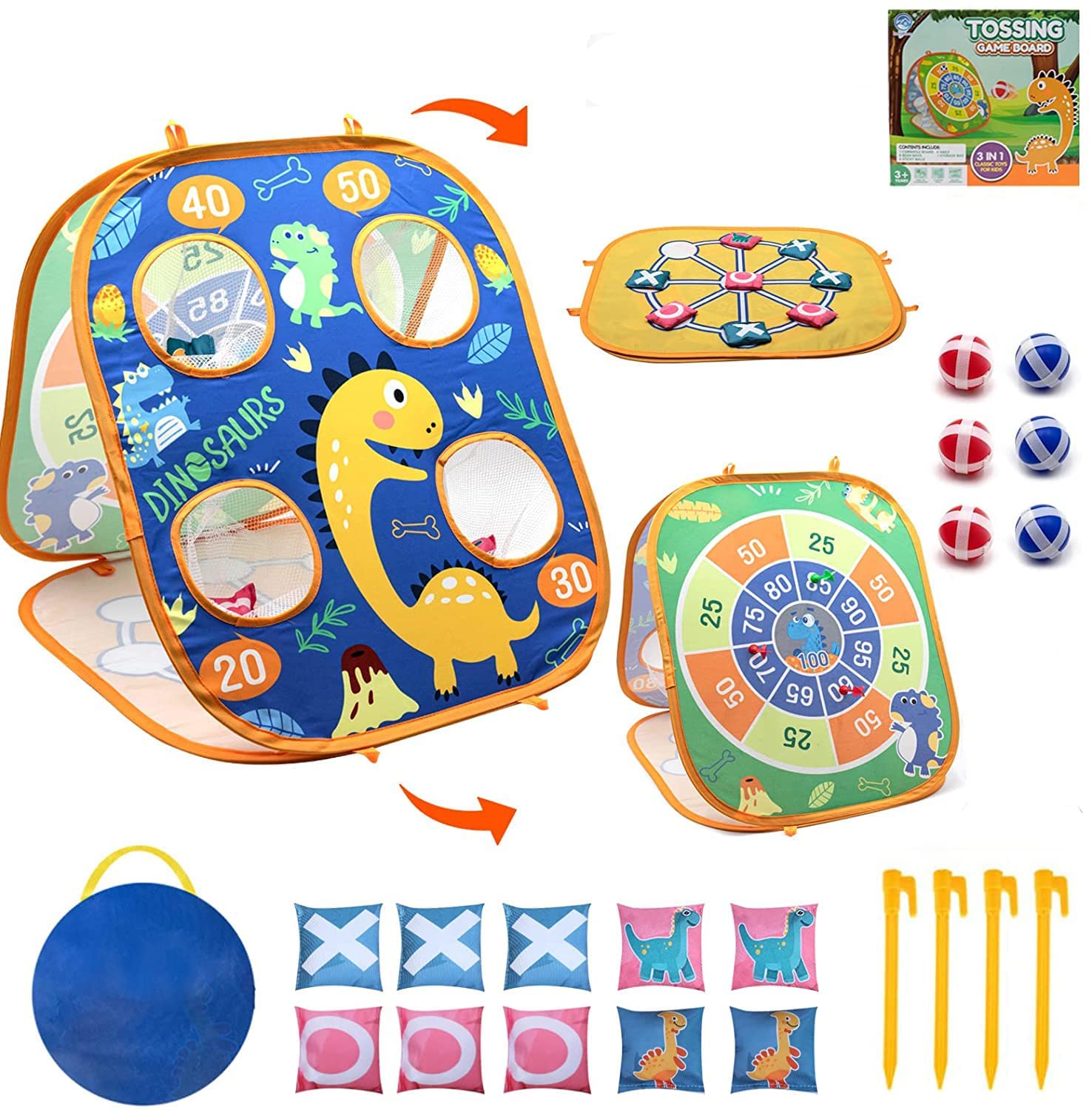 Kids Bean Bag Toss Game - Foldable Cornhole Board Set for Ages 3-8 | Outdoor & Indoor Play Toy for Boys & Girls | Perfect for Backyard, Beach, Camping, Parties & Travel | Educational Gift for Toddlers & Children