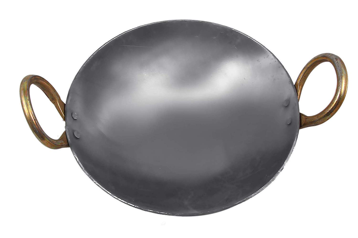 Galaxy Store Traditional Indian Iron Kadai/Kadhai/Karahi Wok - 3 Liter (3L) Dark Gray with Handles - Perfect for Stir-Frying, Deep Frying & Indian Cooking