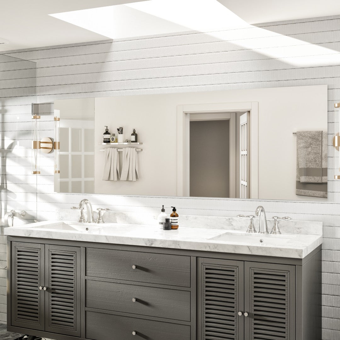 Eviva Sleek 72 x 30 Inch Frameless Rectangular Bathroom Mirror - Perfect for Vanity, Dressing Room & Modern Home Decor