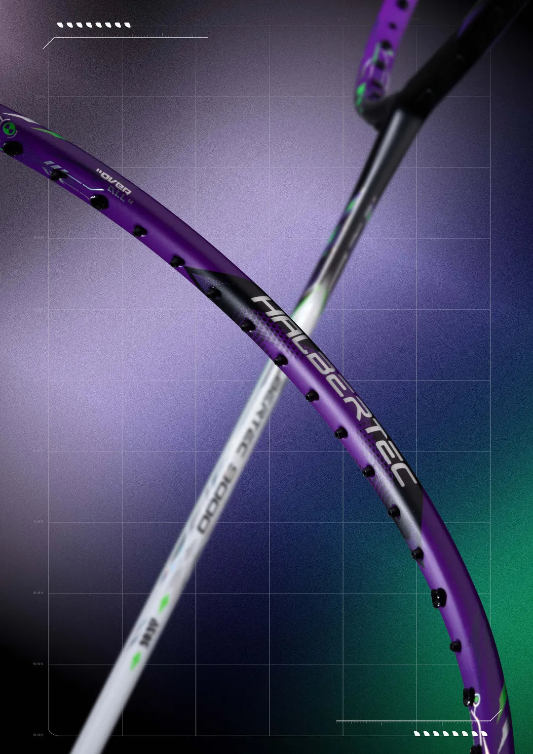 Li Ning Halbertec 9000 Badminton Racket - Prestrung with Black/Purple/Green Design | Professional Sports Equipment for Competitive Play & Training | Made in China