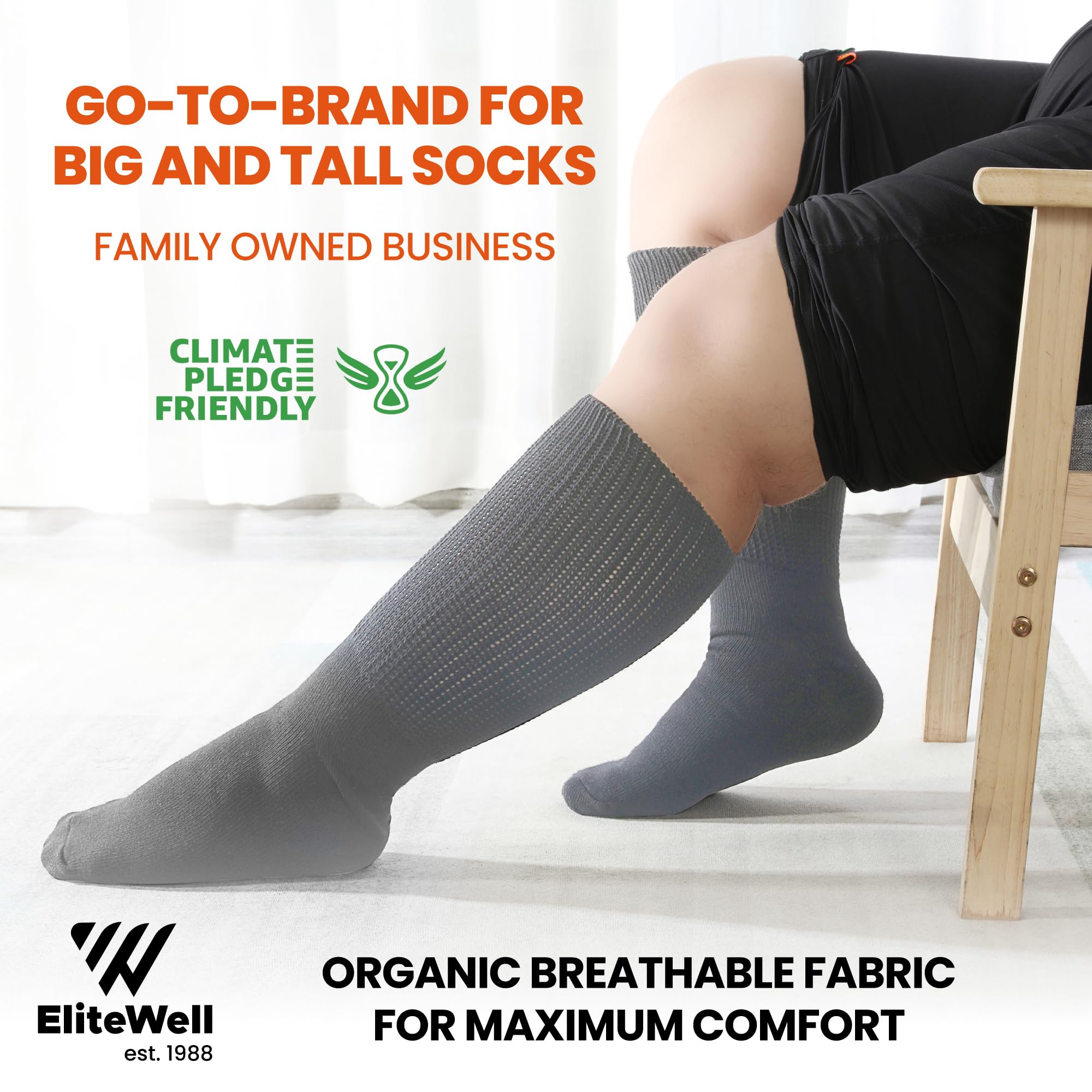 Wide Calf Socks for Women & Men - Extra Wide Diabetic Socks (3 Pairs) - Comfortable Loose Fit Socks for Swollen Feet, Edema & All-Day Wear