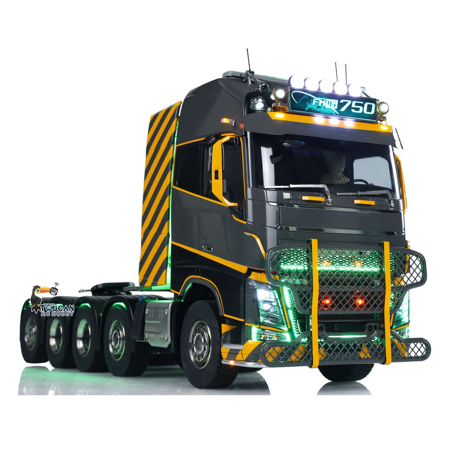Unitru 02 FH16 1/14 Scale 10x10 Metal Chassis Remote Control Tractor Truck RTR RC Lorry Car Model with ST8 Radio, Battery, Smoke & Light - 3 Speed Modes for Off-Road Racing & Collectors