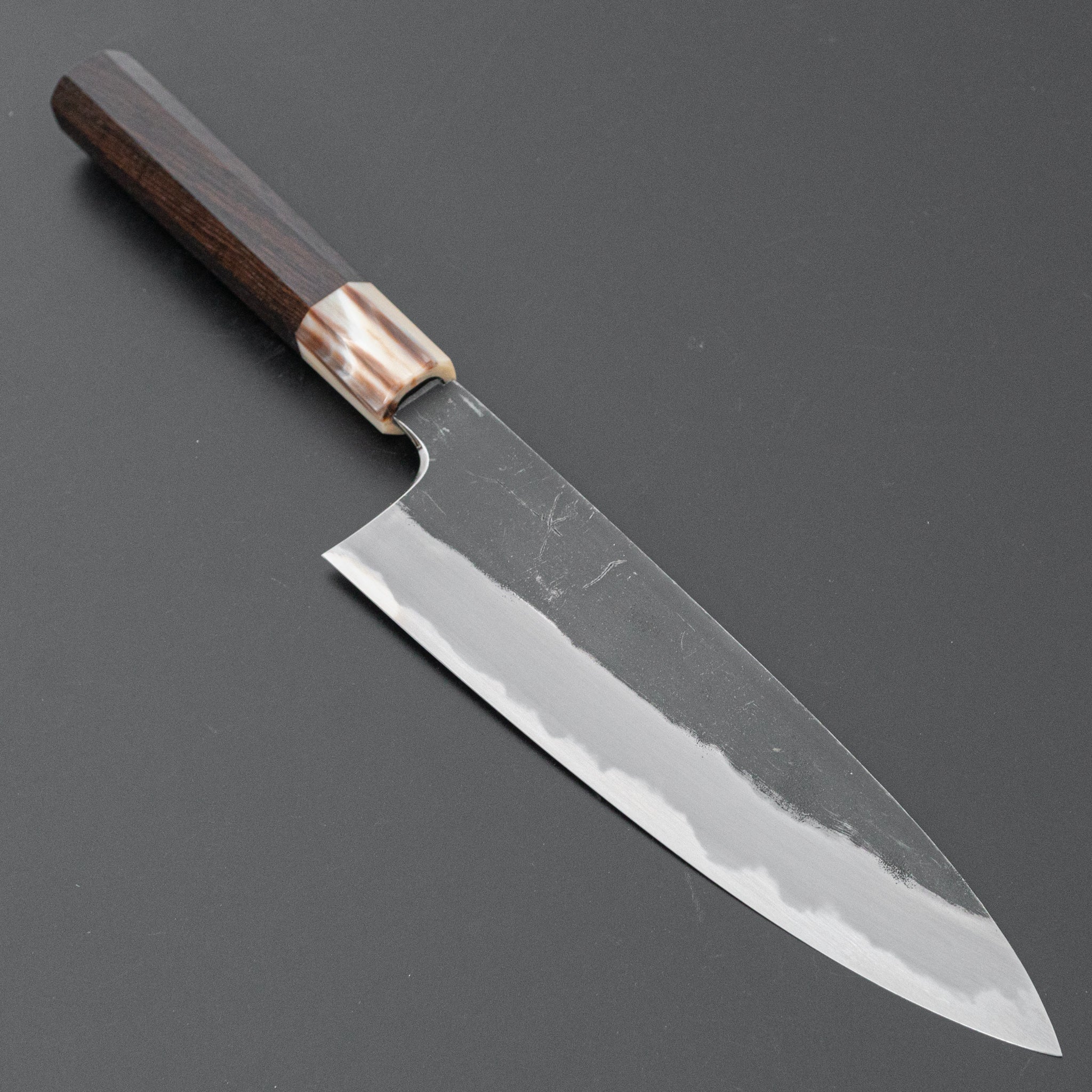 Hitohira Togashi Blue #2 Kurouchi Gyuto 210mm Japanese Chef Knife with Ebony Handle - Perfect for Sushi, Meat Cutting & Professional Kitchen Use