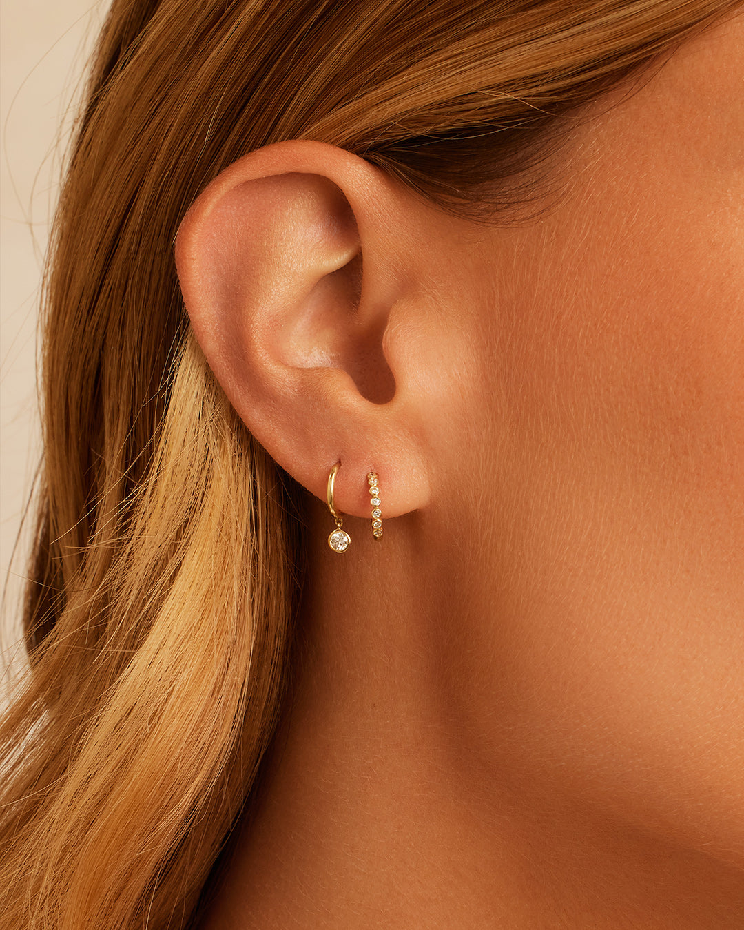 Classic Diamond Single Huggie Earrings - 14K Gold Plated Minimalist Hoop Earrings for Women | Perfect for Everyday Wear, Parties & Gifts