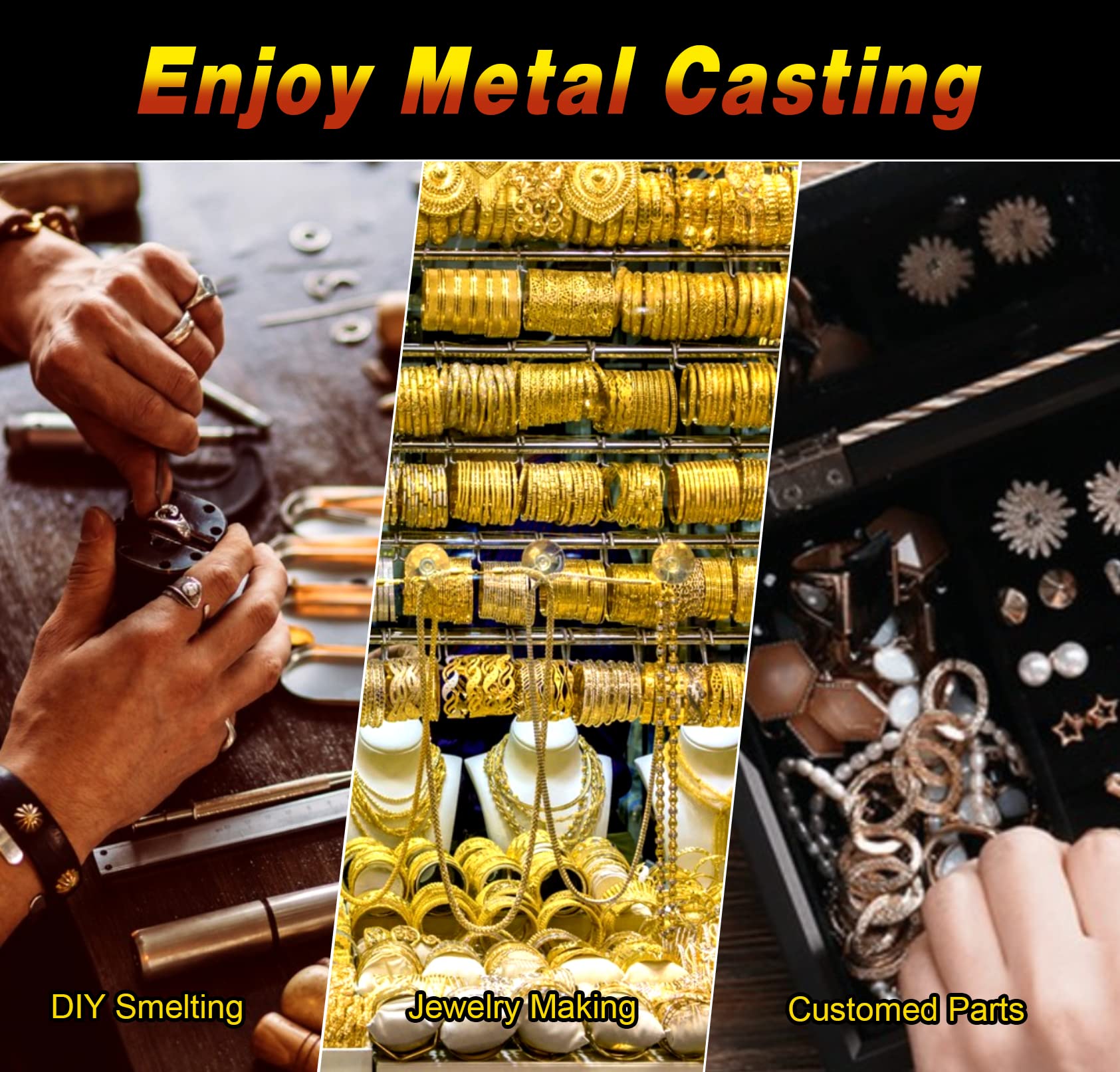 GARVEE 3+1KG 2100℉ 1400W Digital Electric Gold Melting Furnace Kit - Fast Smelting for Scrap Metal, Gold, Silver, Copper & Aluminum - Perfect for Jewelry Making, Metal Casting & DIY Projects