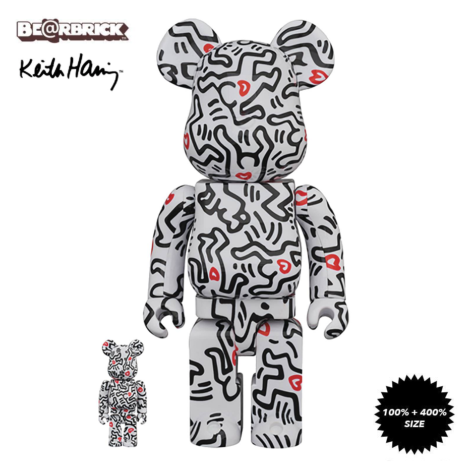Bearbrick Keith Haring #8 100% & 400% Collectible Vinyl Art Toy by Medicom - Perfect for Home Decor, Office Display, and Pop Art Collections