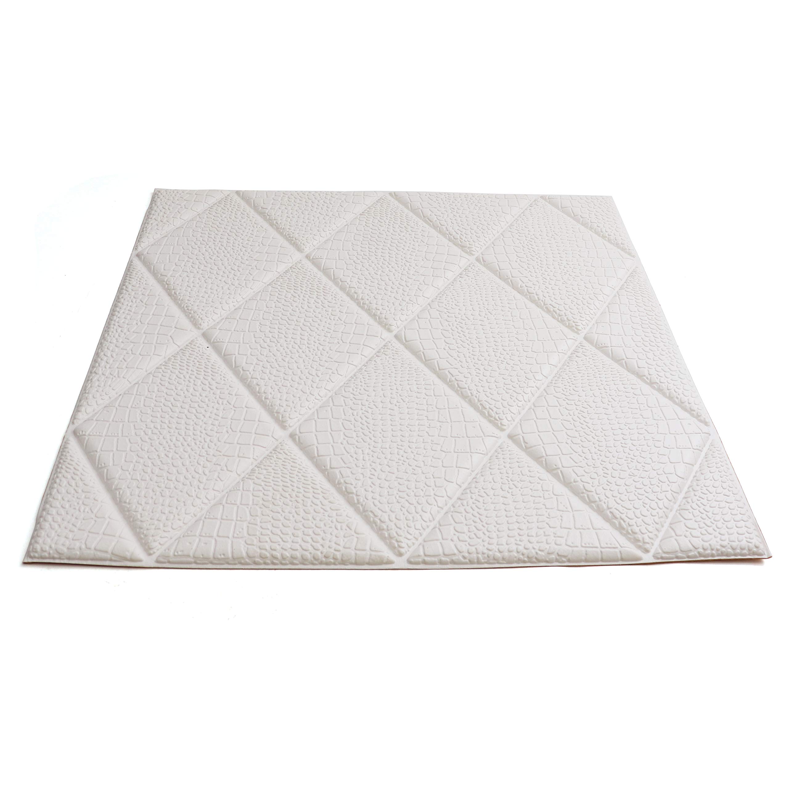 Premium Self-Adhesive 3D Faux Diamond Wall Panels - Peel and Stick Foam Diamond Tiles for Bedroom, Living Room & Office Decor - 20 Pack Wild White Textured Wallpaper for Modern Interior Design