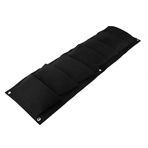 7-Pocket Vertical Garden Planter Wall Hanging - Indoor/Outdoor Vegetable Herb Flower Grow Bag for Balcony, Patio, Kitchen (Black) - Perfect for Small Space Gardening & Urban Farming