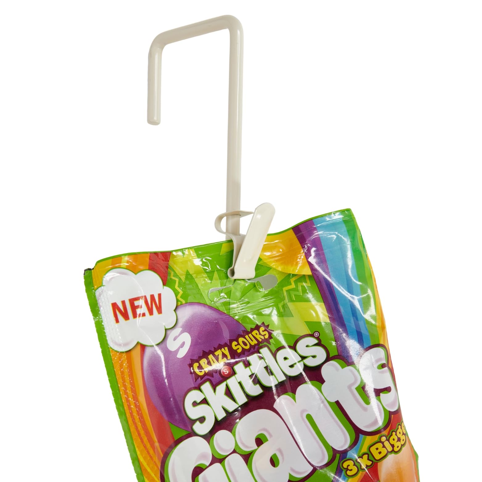 SSWBasics 12-Hook Metal Spring Clip Merchandiser Strip - Retail Chip Bag Holder & Hanging Display Rack for Snacks, Candy & Convenience Store Products - Perfect for Grocery Stores, Gas Stations & Vending Machine Inventory Organization