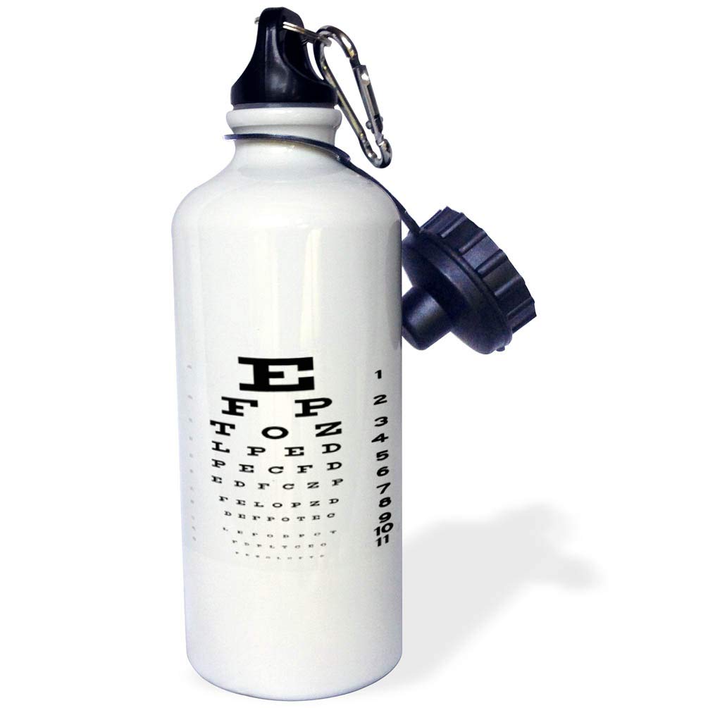 3D Rose Eye Chart Sports Water Bottle - 21 oz Insulated Stainless Steel Bottle for Gym, Running & Outdoor Activities - White BPA-Free Leak Proof Design