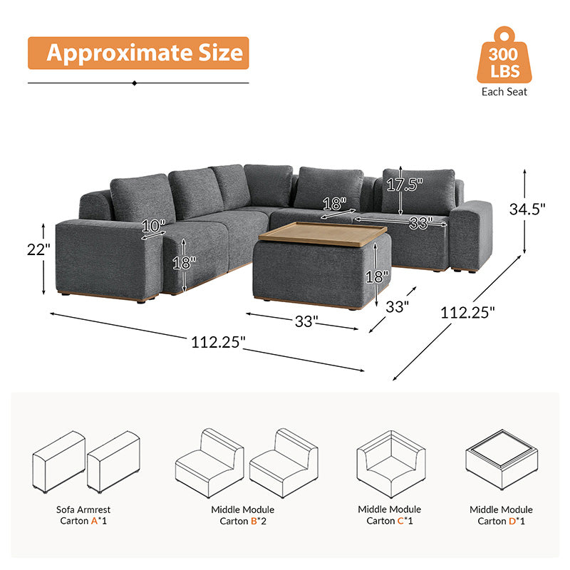 Premium Terra Cloud Sofa with Built-in Table - Modern Comfort for Living Room, Lounge & Outdoor Relaxation