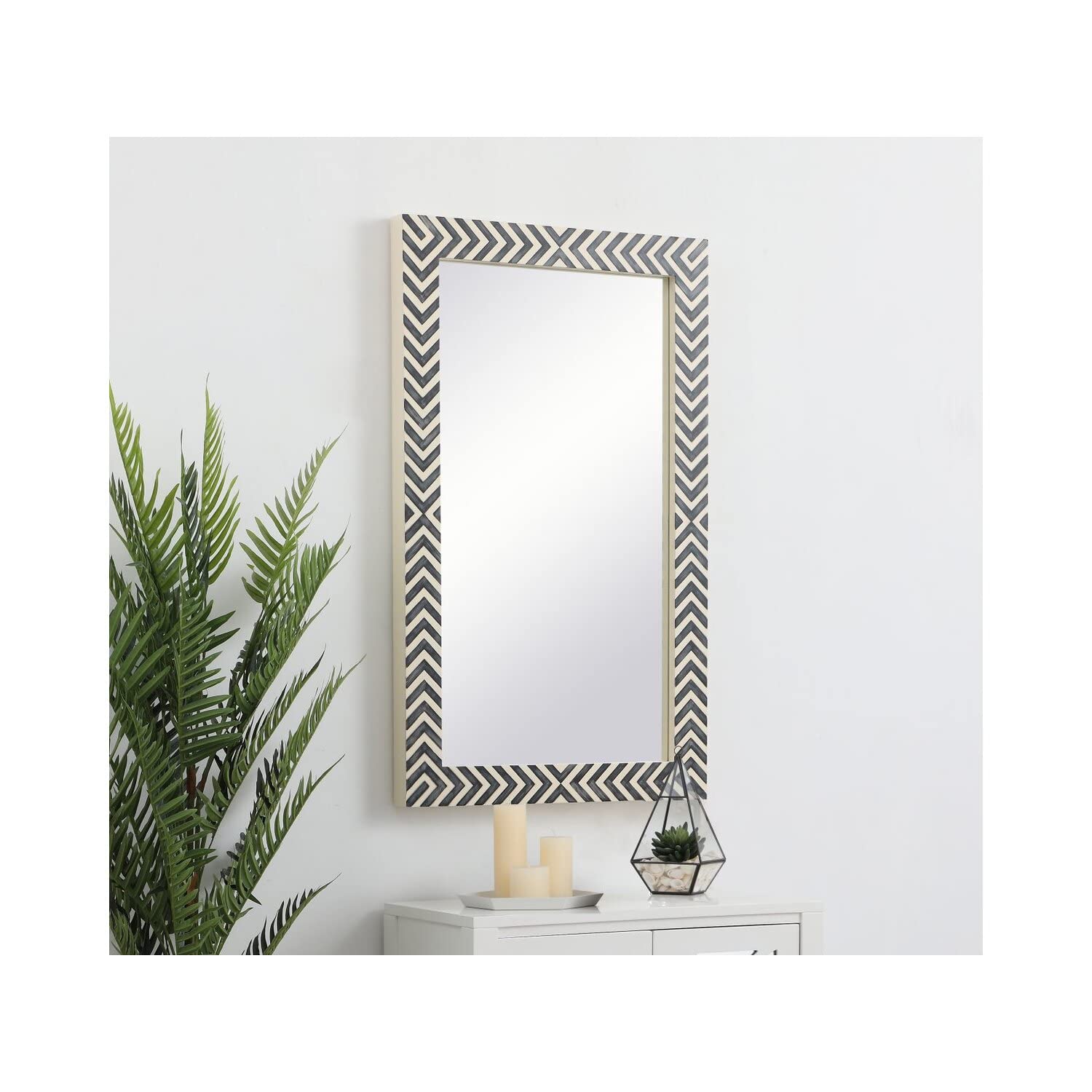 Modern Chevron Glass Mirror 48x30 - Elegant Home Decor for Bathroom & Living Room