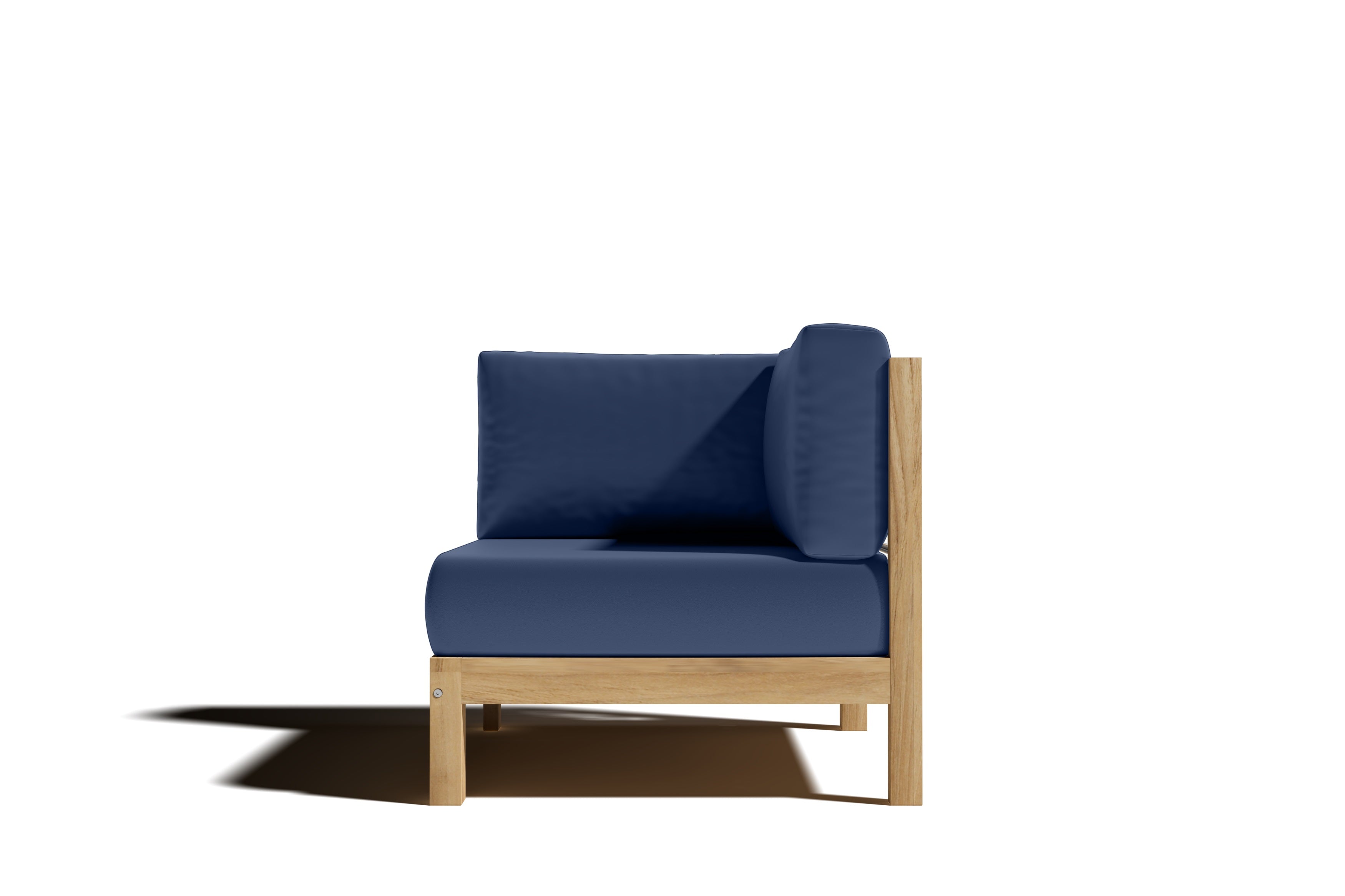 Premium Teak Outdoor Sectional Corner Sofa with Sunbrella Navy Cushion - Waterproof & Durable Patio Furniture for Backyard, Poolside & Garden Relaxation