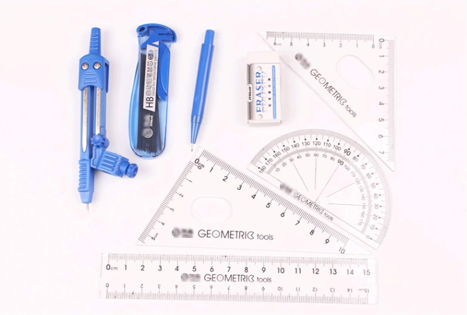 Precision Multi-Function Drawing Compass Set with Ruler, Protractor, Mechanical Pencil & Eraser - Perfect for Geometry, Engineering & Art Projects