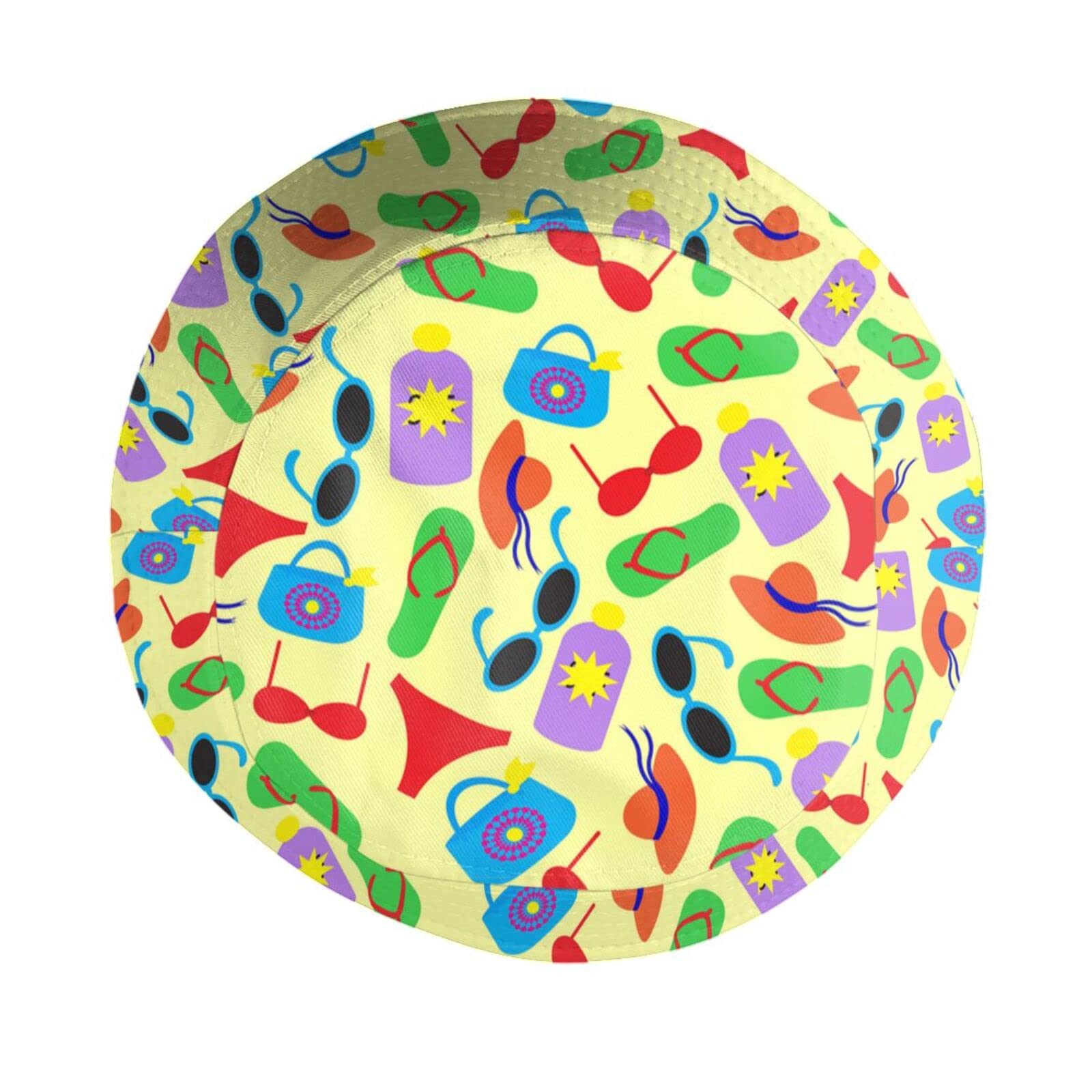 Swimming Pool Bucket Hat Summer Fisherman Hat with Print - Packable Beach Hat for Outdoor Travel, Poolside, and Beach Adventures