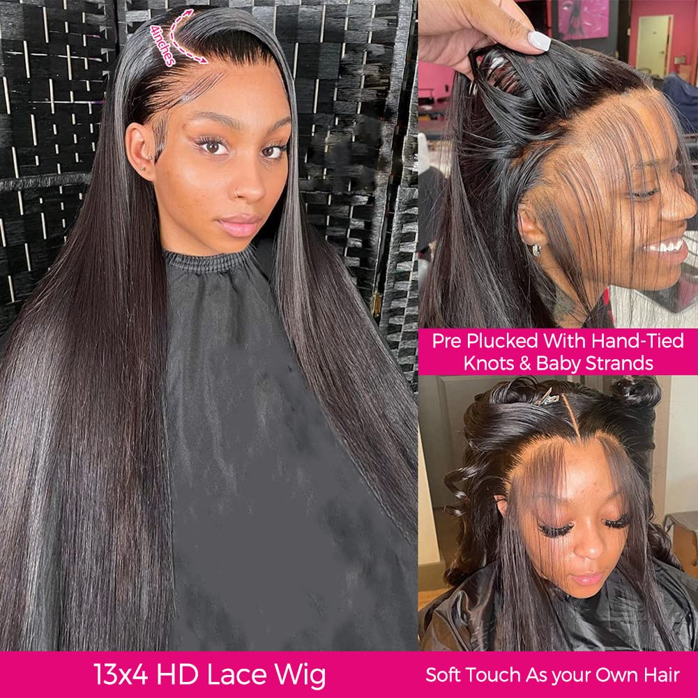 Subella 12A HD Lace Front Wigs - Brazilian Straight Human Hair 20 Inch - Pre Plucked Hairline with Baby Hair 180 Density 13x5 - Natural Black Color for Black Women | Perfect for Daily Wear, Special Occasions & Protective Styling