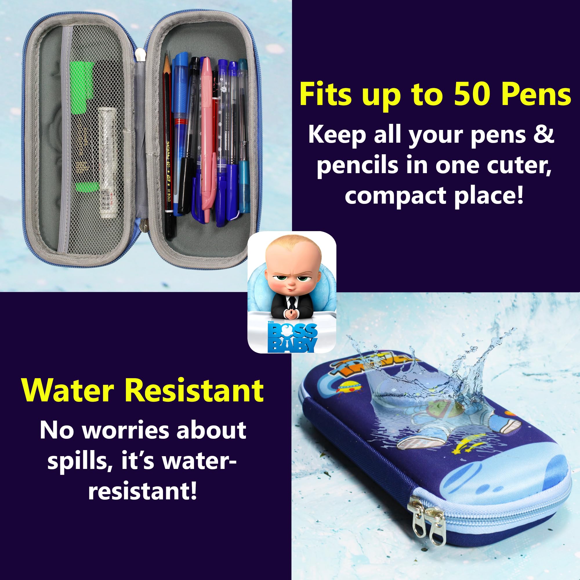 ADTUS 3D Unicorn Pencil Case for Boys & Girls - Durable School Pencil Box with Compass, Kids Pencil Pouch Organizer for School Supplies | Perfect for Classroom, Homework & Art Projects