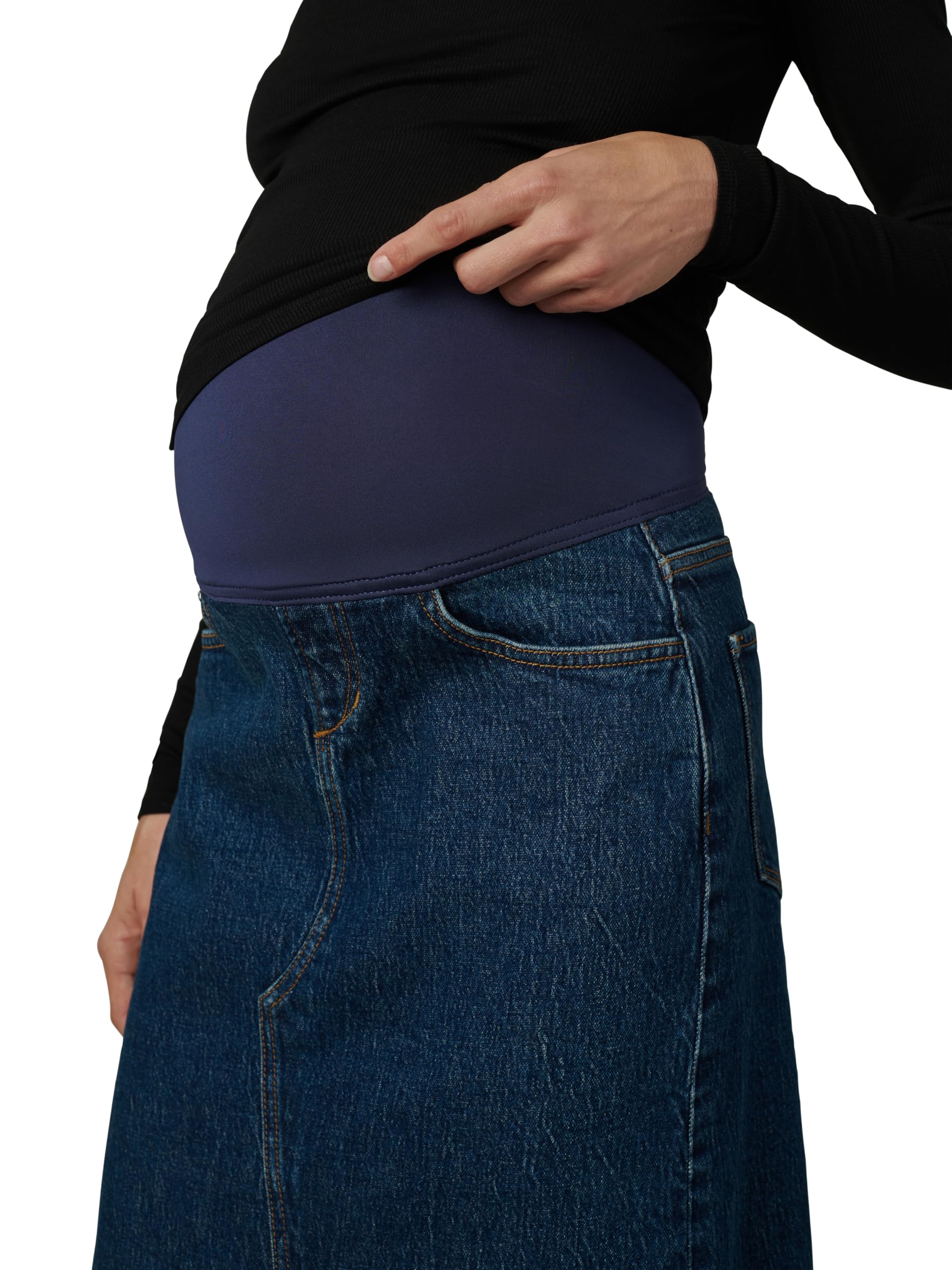 Joe's Women's The Joplin Maternity Denim Knee Length Skirt - Comfortable Stretch Denim Skirt for Pregnant Women, Perfect for Casual Wear, Office & Maternity Photos