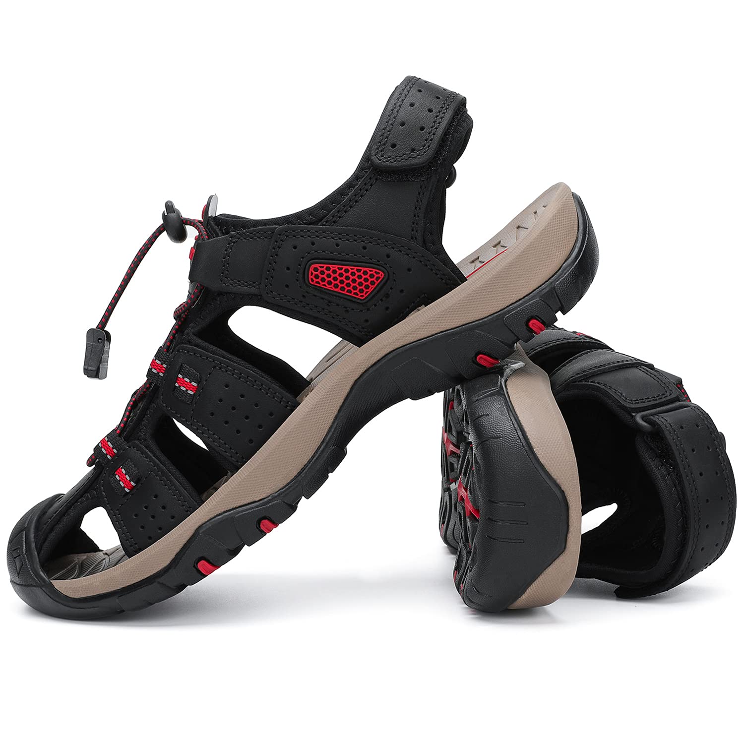FLARUT Men's Sport Sandals - Outdoor Hiking Sandals with Closed Toe, Lightweight Leather Athletic Shoes for Trail Walking, Water Activities & Casual Wear | Perfect for Beach, Camping and Summer Adventures