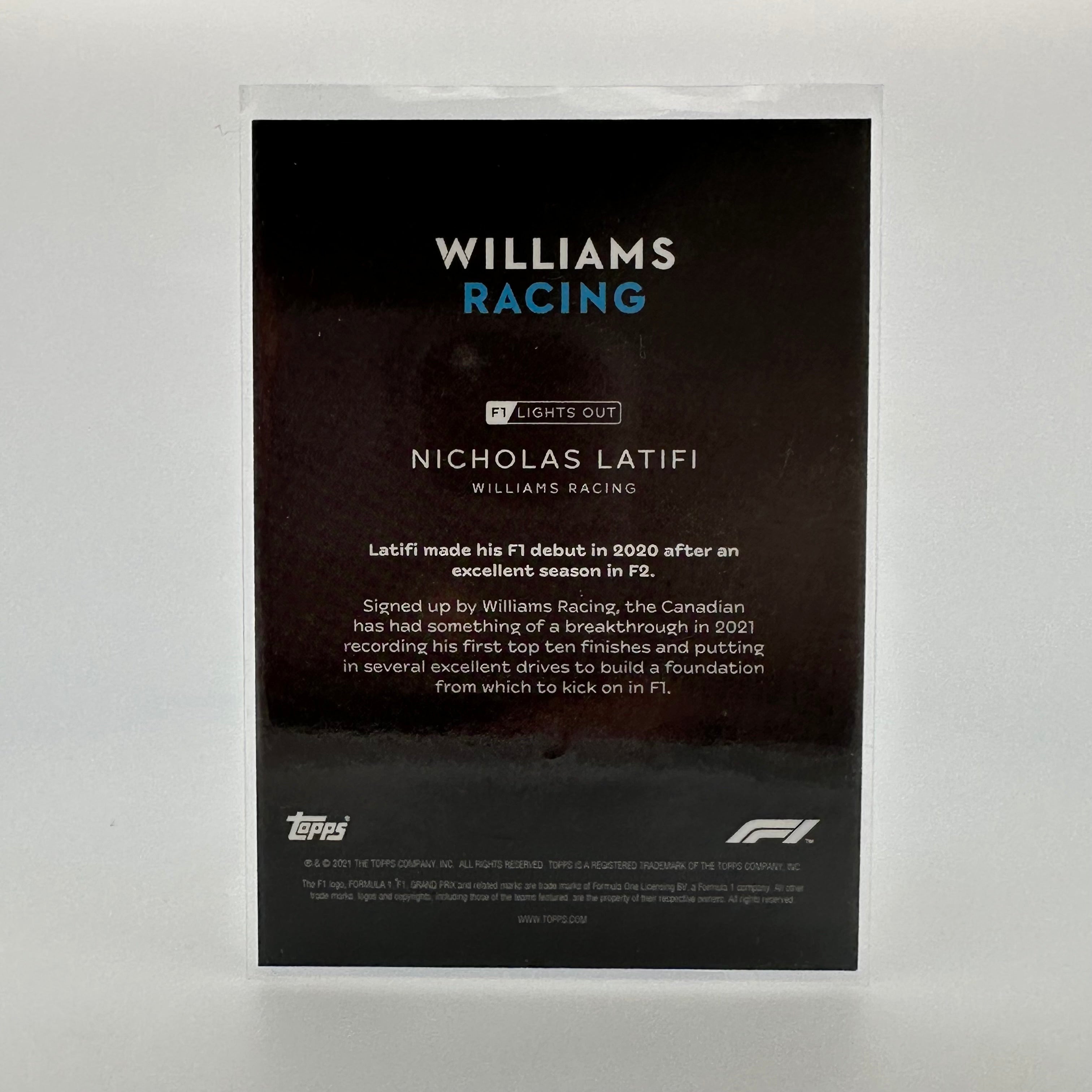 1/5 Scale Nicholas Latifi F1 Driver Collectible - Rainbow Foil Limited Edition - Perfect for F1 Fans, Model Car Collectors & Home Office Decor