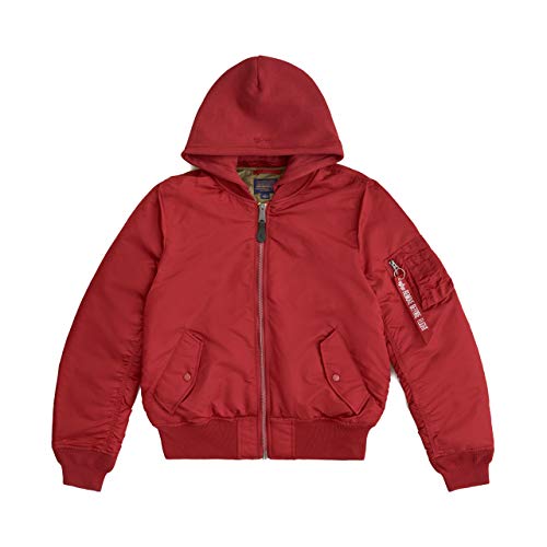 Alpha Industries Men's MA-1 Hooded Bomber Jacket - Lightweight Waterproof Flight Jacket for Men | Perfect for Outdoor Adventures, Travel & Casual Wear