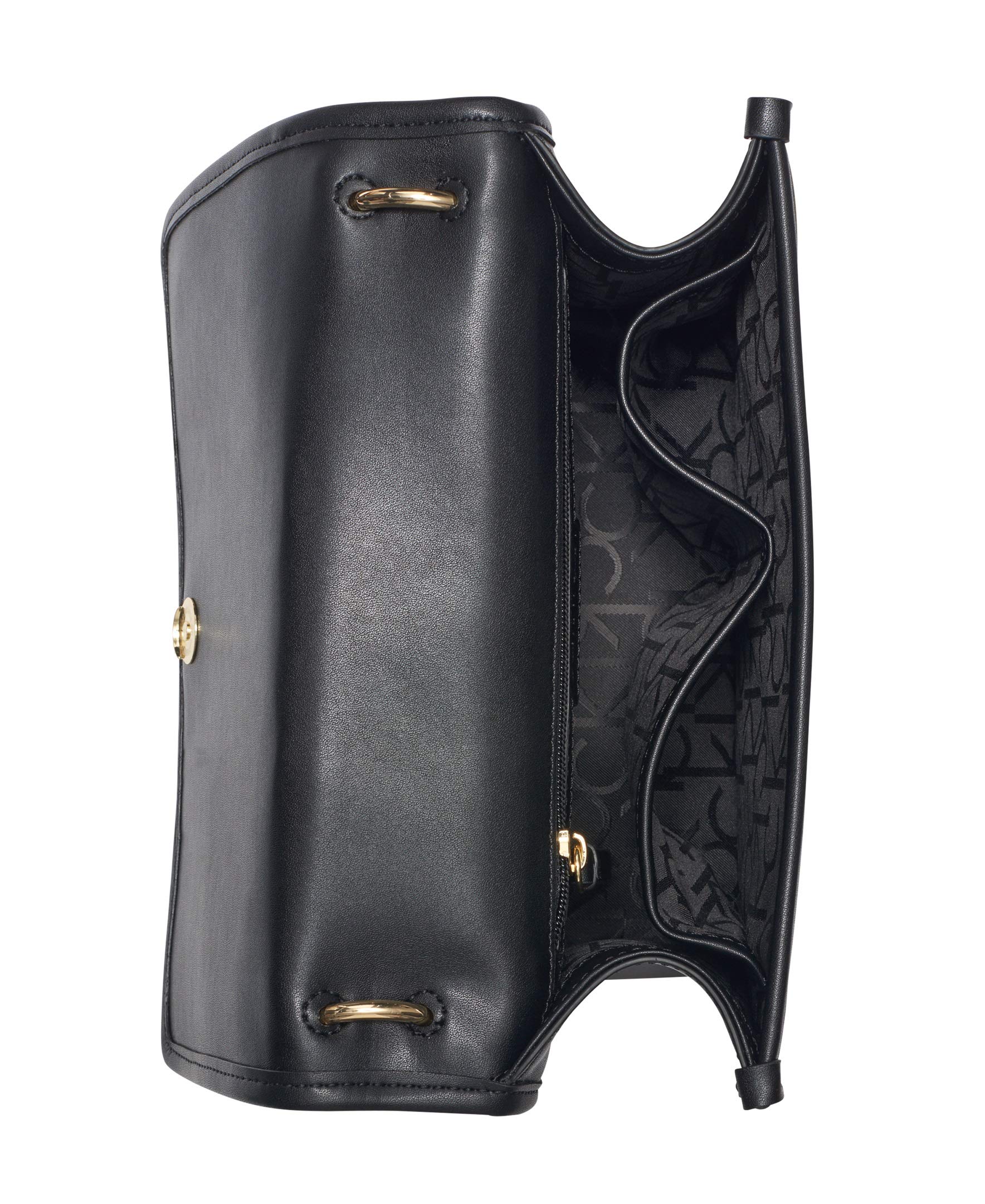 Calvin Klein Ariela Signature Large Flap Crossbody Bag for Women - Stylish Leather Shoulder Purse with Adjustable Strap, Perfect for Work, Travel & Everyday Use