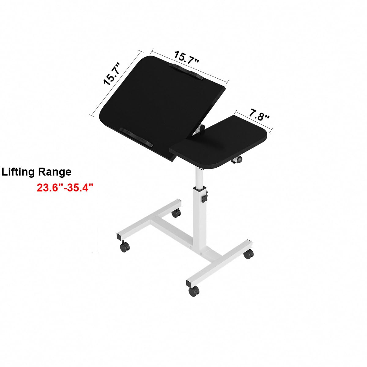 Adjustable Overbed Table with Wheels - Height Adjustable (23.6