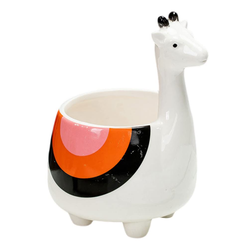 LIOOBO Ceramic Giraffe Succulent Planter - Cute Animal Shaped Flower Pot for Cactus, Plants - Modern Decorative Home & Garden Planter for Living Room, Office, Desk Decor - Perfect Gift for Plant Lovers