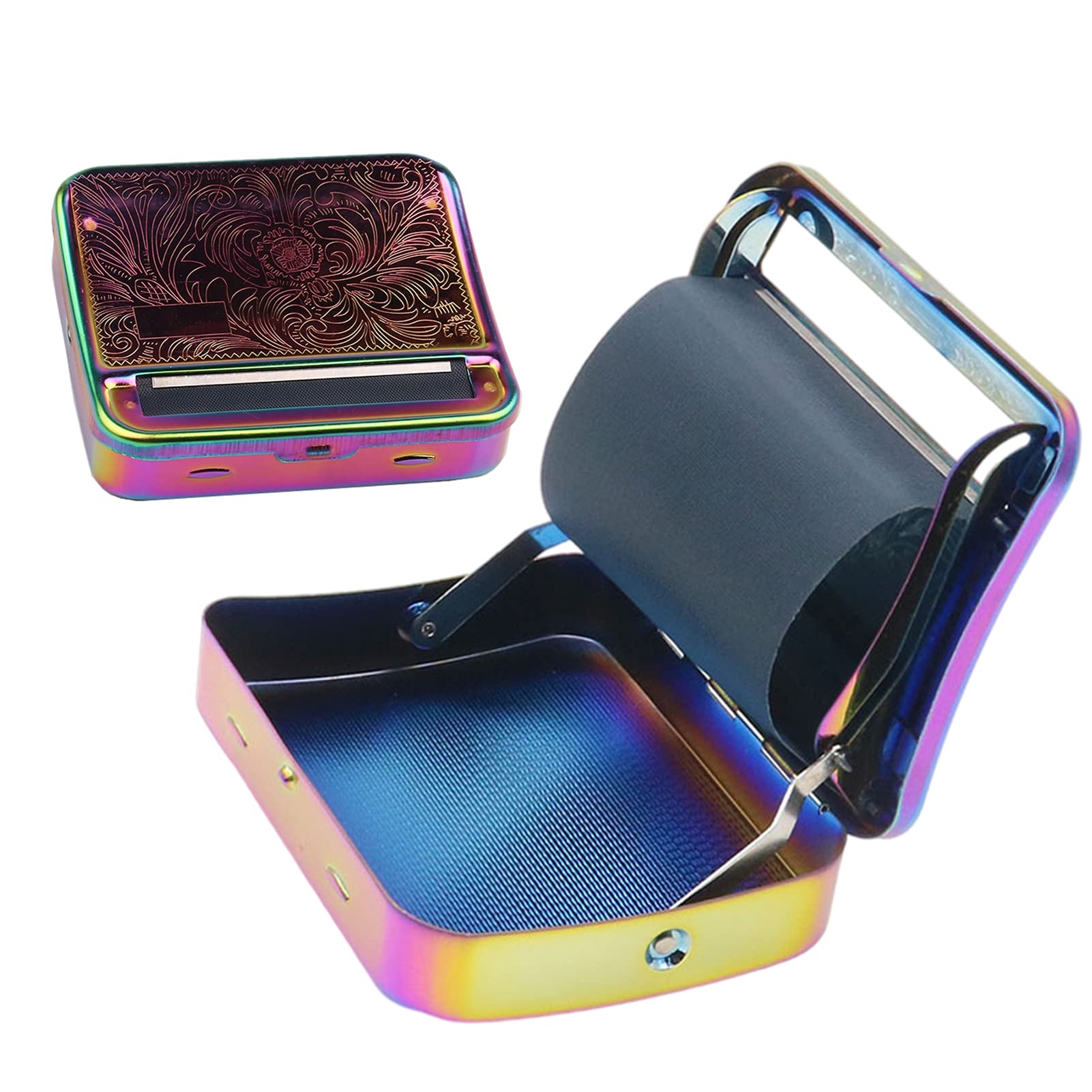 Colorful 70mm Metal Automatic Rolling Machine with Storage Box - Perfect for Rolling Cigarettes & Herbs at Home or On the Go